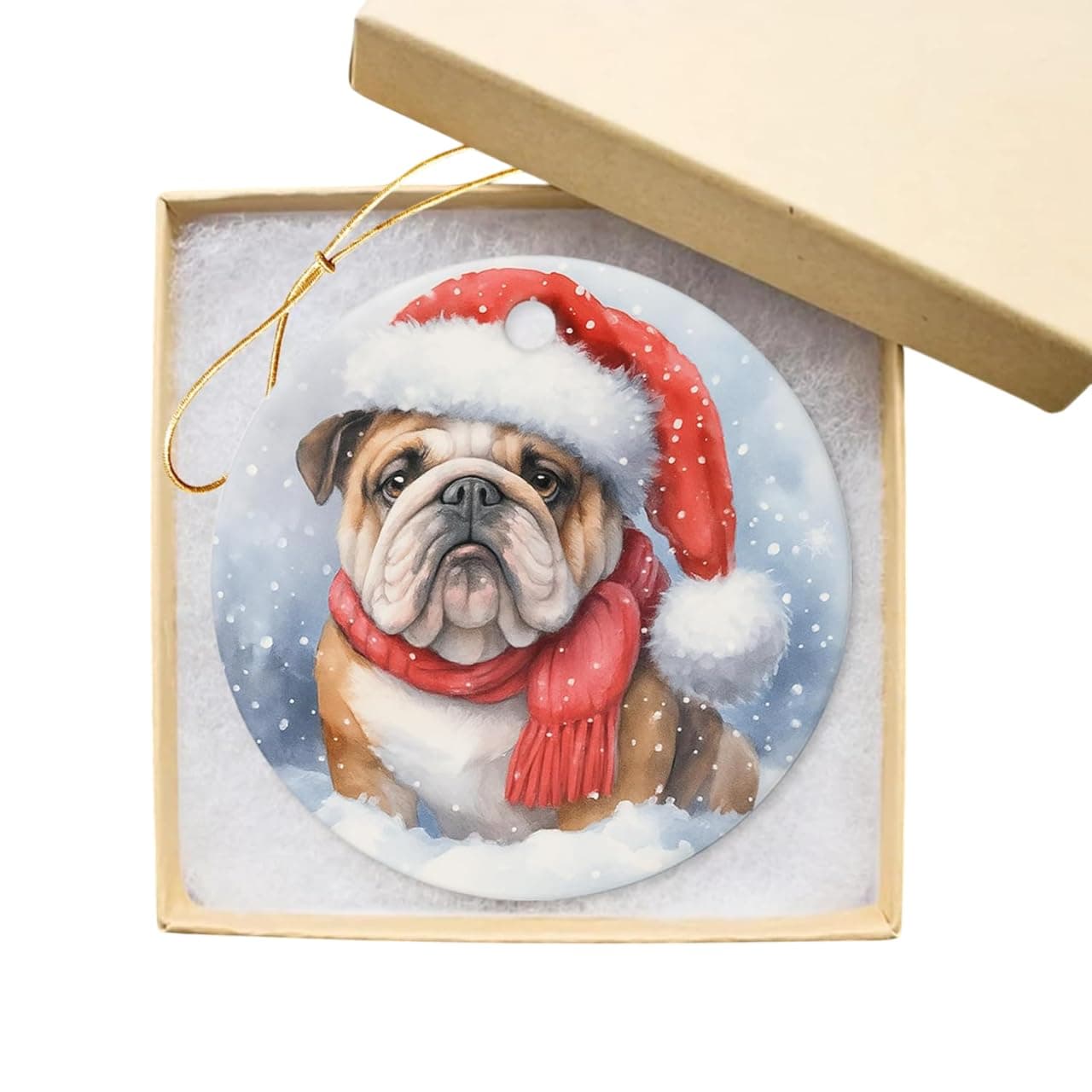 Christmas Ornament German Shorthaired Pointer Dog Santa Hat Custom Pet Name Year Personalized Round Ceramic Decoration Holiday Keepsake Winter Snow Scene Family Ornament Custom Address 2025