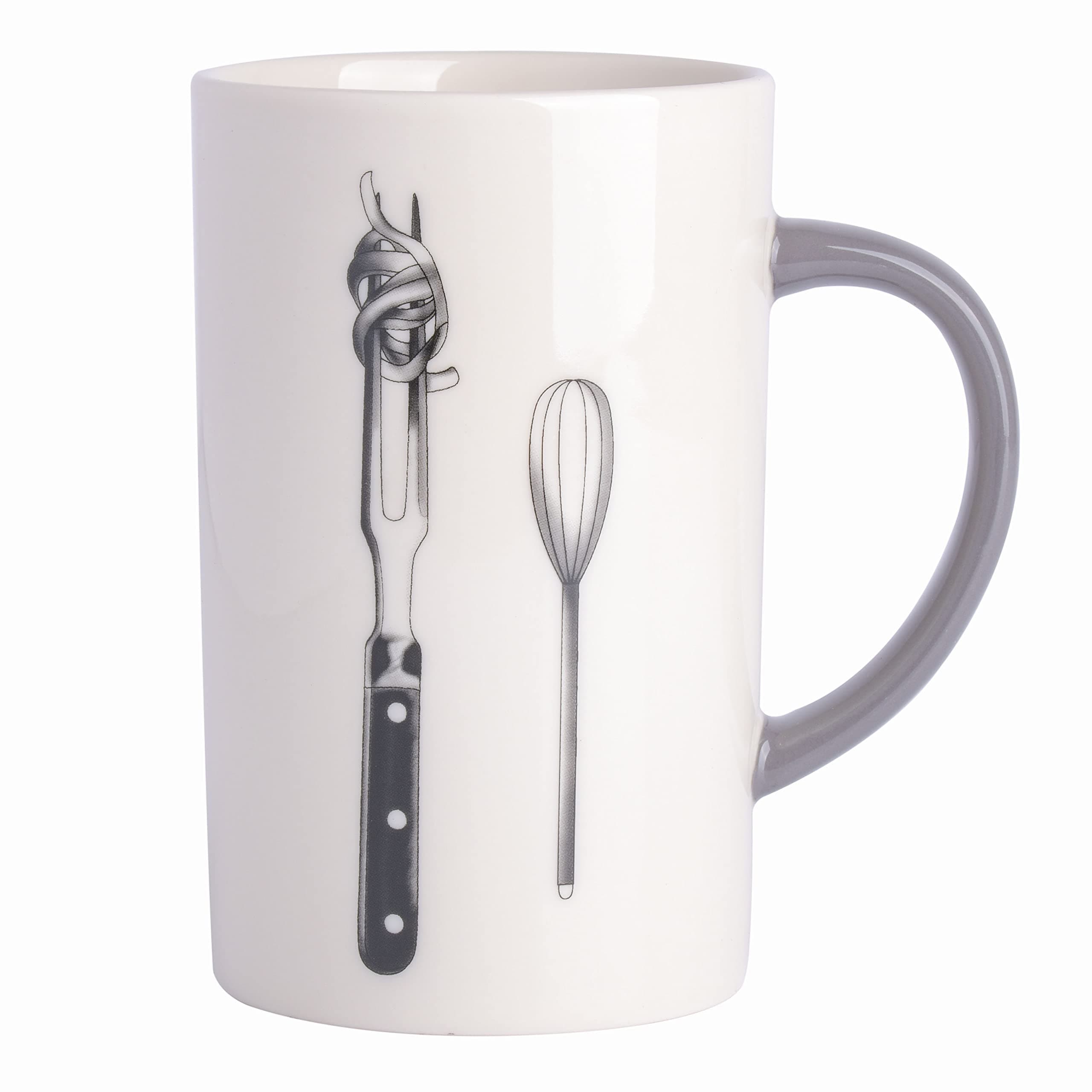 Babish Carving Fork and Whisk Latte Tattoo Mug, 15oz
