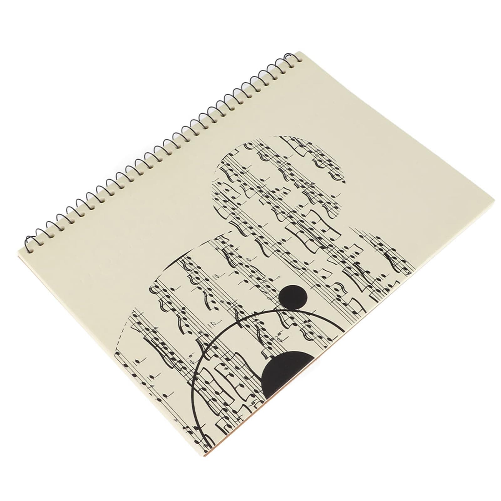Aramox Stave Notebook with 50 Pages - Writing Paper for Music Score - Yellow Music Score Cover (Black Piano Pattern) (Black Note Pattern) (Yellow Score Pattern) (Yellow Bear Pattern)