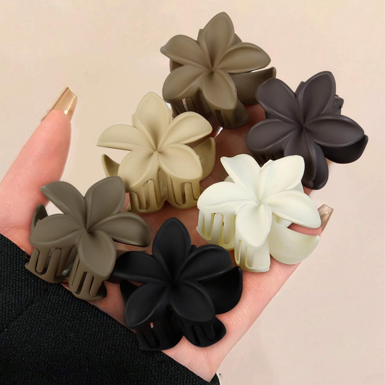 6 Pcs Small Flower Hair Claw Clips for Women, Cute Hair Claw Clips for Womens Hair Hawaiian Flower Non Slip Hair Barrettes Neutral Hair Accessories