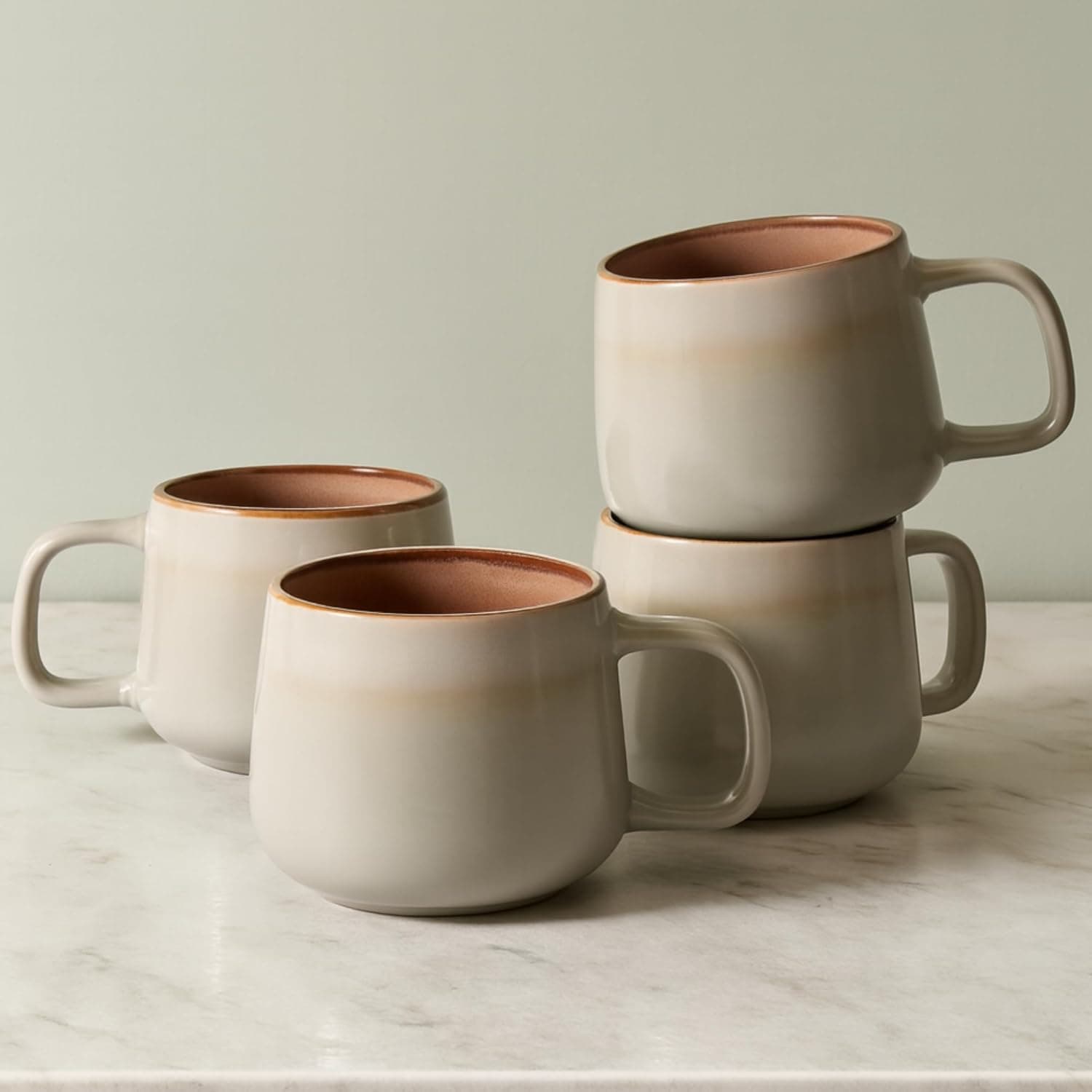 Ava Nord Small Ceramic Coffee Mugs | Stoneware Coffee Cups | Lead-Free, Non-Toxic | Microwave & Dishwasher Safe | Comfortable Handle | Aesthetic Nordic Design for Cappuccino (Sage Ash, 12 oz)