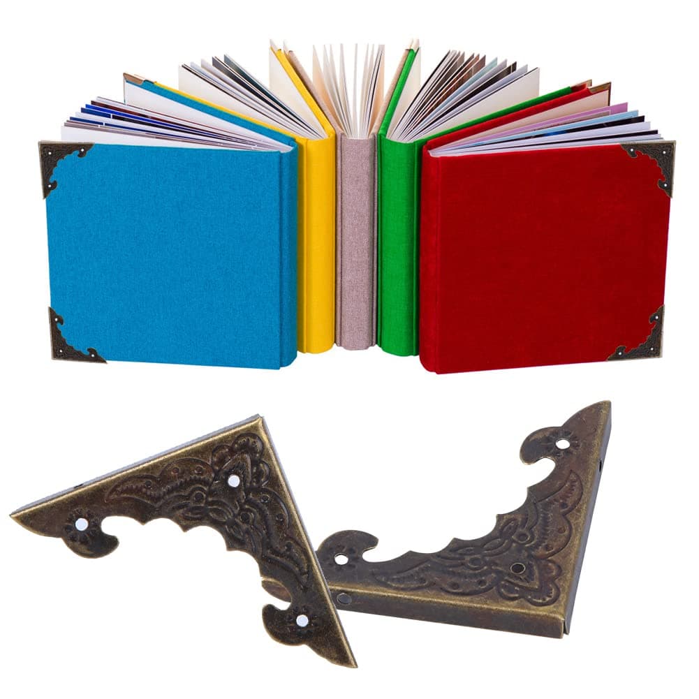 Retro Corner Protector 20pcs, Antique Decorative Corner Guards Desk Cover Metal Corner Protector for Wooden Box Books Cabinet Furniture Album(M-Bronze)