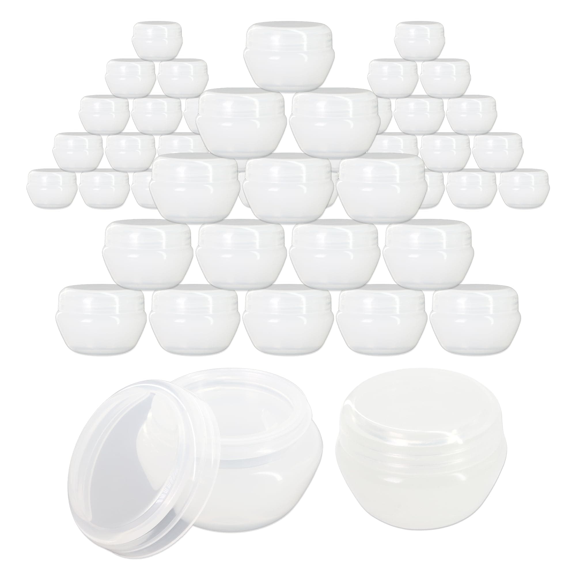 Beauticom 48 Pieces 20G/20ML White Frosted Container Jars with Inner Liner for Homemade Moisturizers Lotions Skin Care Products - BPA Free