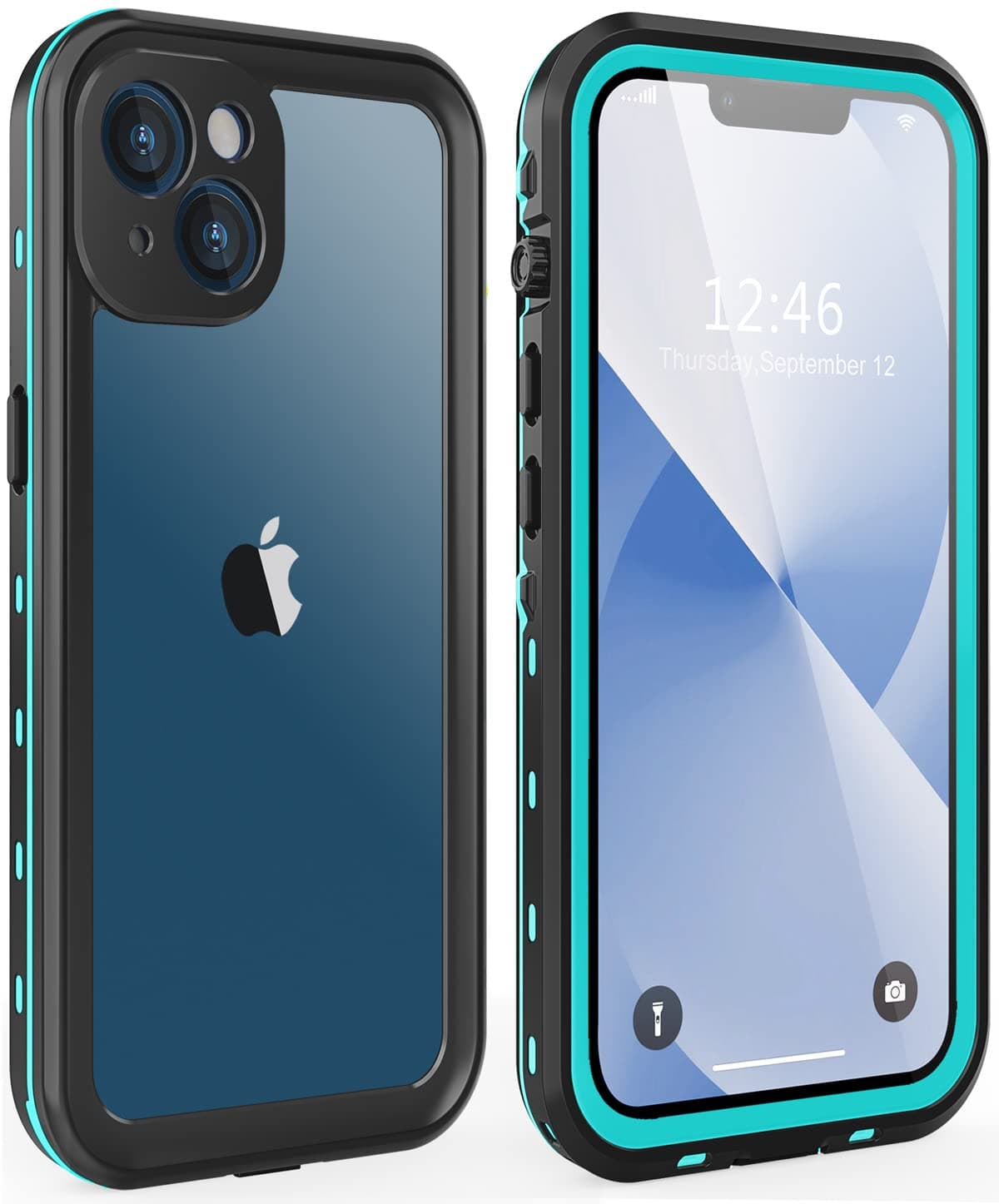 Dewfoam for iPhone 13 Case Waterproof Shockproof Dustproof Full-Body Sturdy with Camera Lens Protector and Built-in Screen Protector,Underwater Full Sealed Cover Protective for iPhone 13 (Teal)