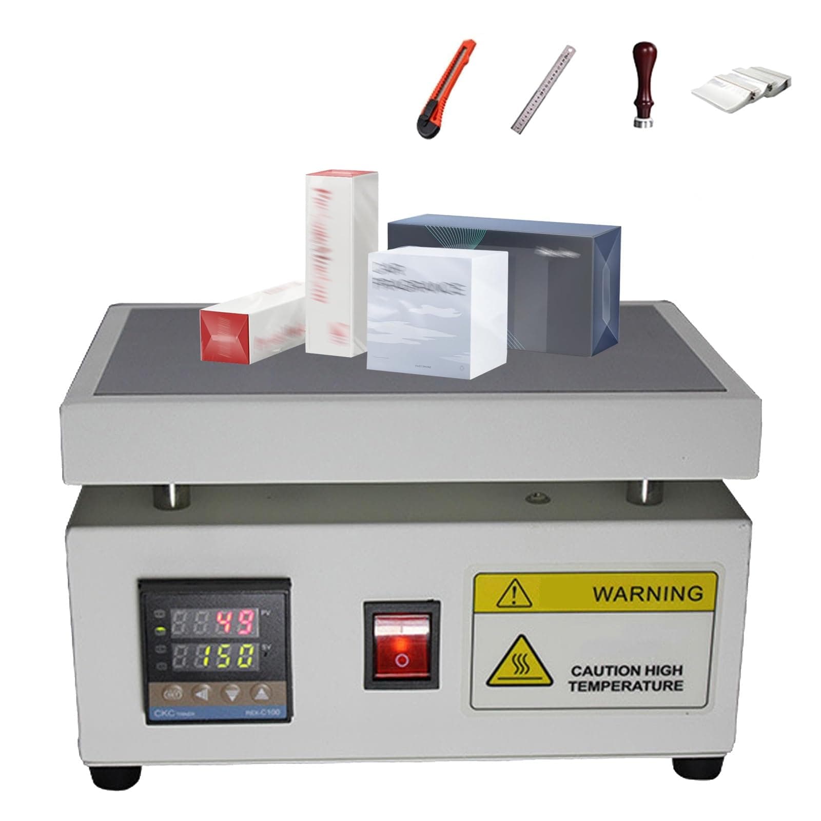 Manual Cellophane Wrapping Machine, 0-300℃ Desktop Heating Sealing Machine, PID Intelligent Temperature Control, Shrink Wrapper for High Efficient Packaging (12x20cm)