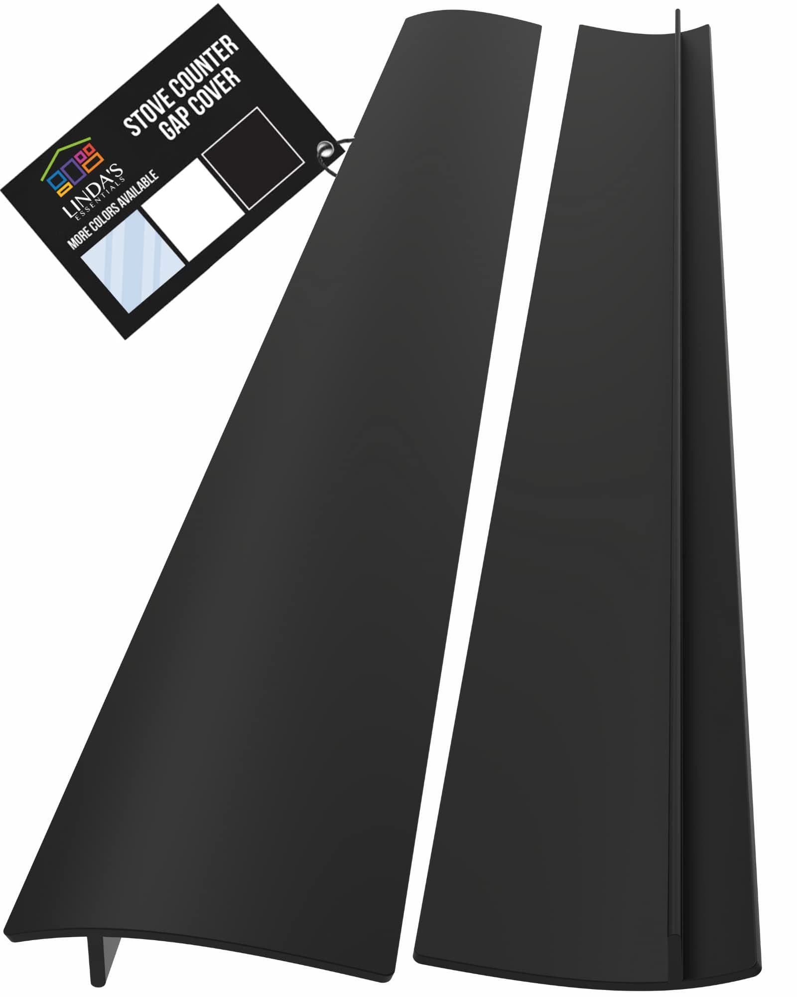 Linda’s Essentials Silicone Stove Gap Covers (2 Pack), Heat Resistant Oven Gap Filler Seals Spaces Between Stovetop and Counter, Easy to Clean Stove Guard (25 Inches, Black)