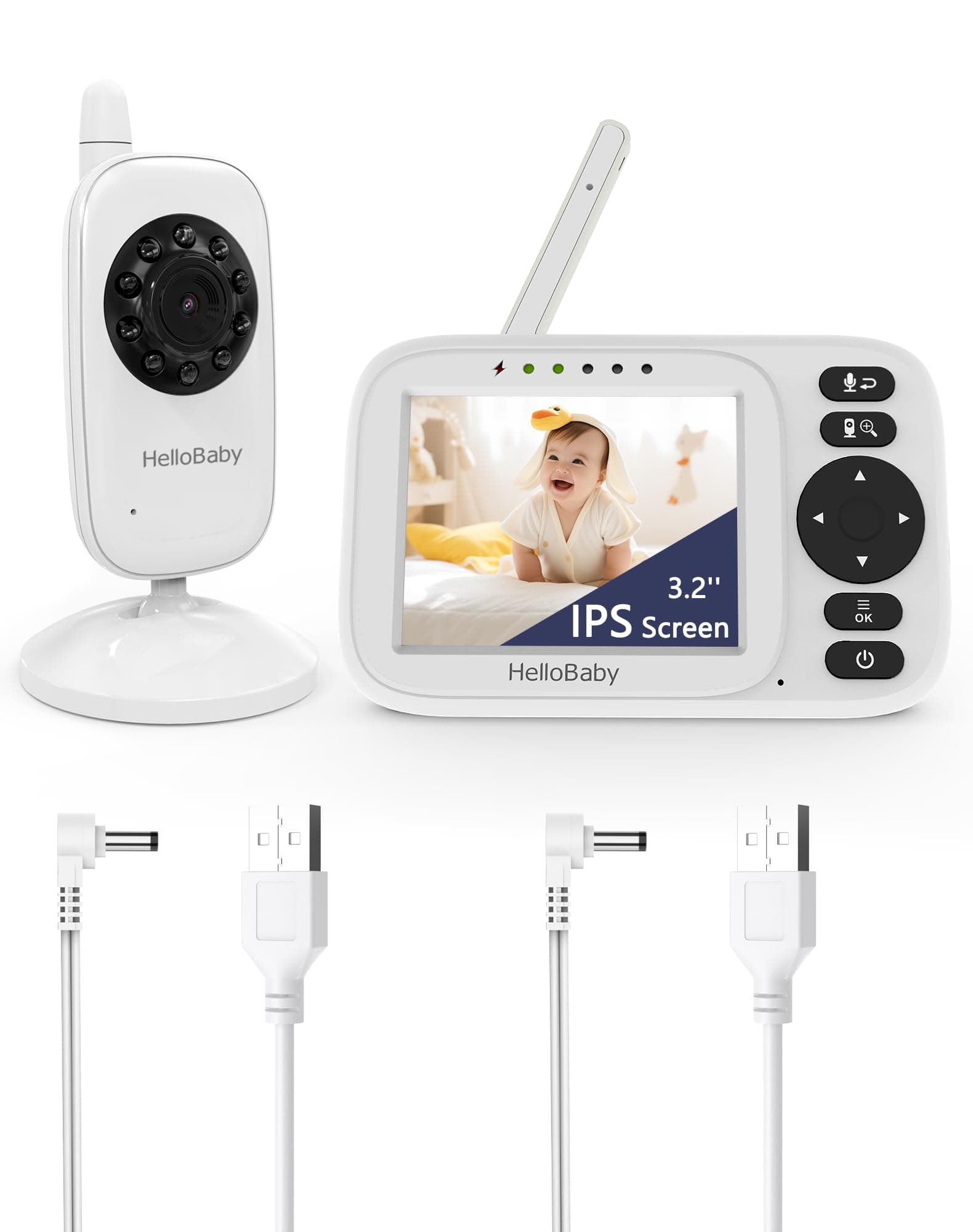 HelloBaby 3.2 Inch Baby Monitor No WiFi, USB Cable Video Baby Monitors