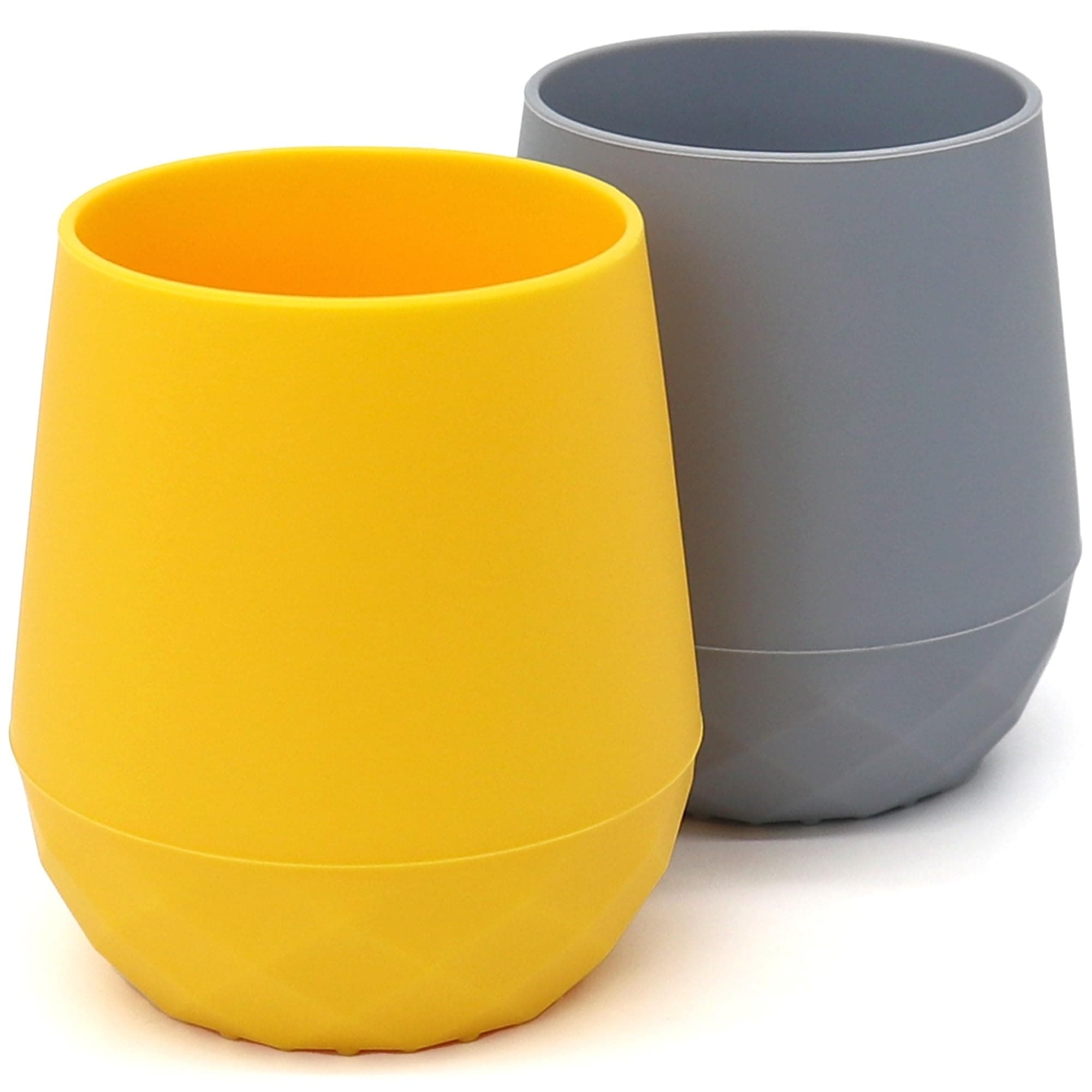 teensy peepsy Silicone Training Cups for Babies 4 Months+ | Tiny Open Cups for Baby Led Weaning Supply, Transition Cup 6-12 Months 2oz, Baby Essentials 2 Pack (Sunny Shade)