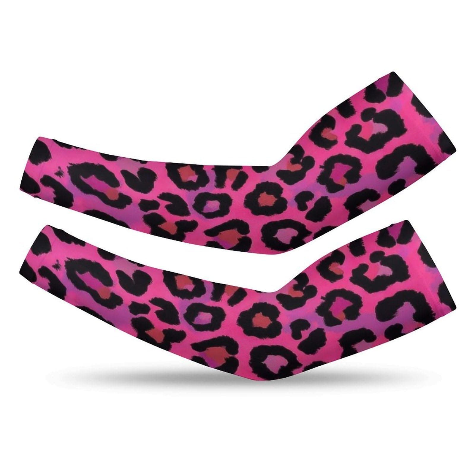 Meaudiwes Fashion UV Sun Protection, Arm Sleeves Tattoo Cover Up, Hot Pink Tie Dye Leopard Cheetah Print Unisex Cooling Sleeves
