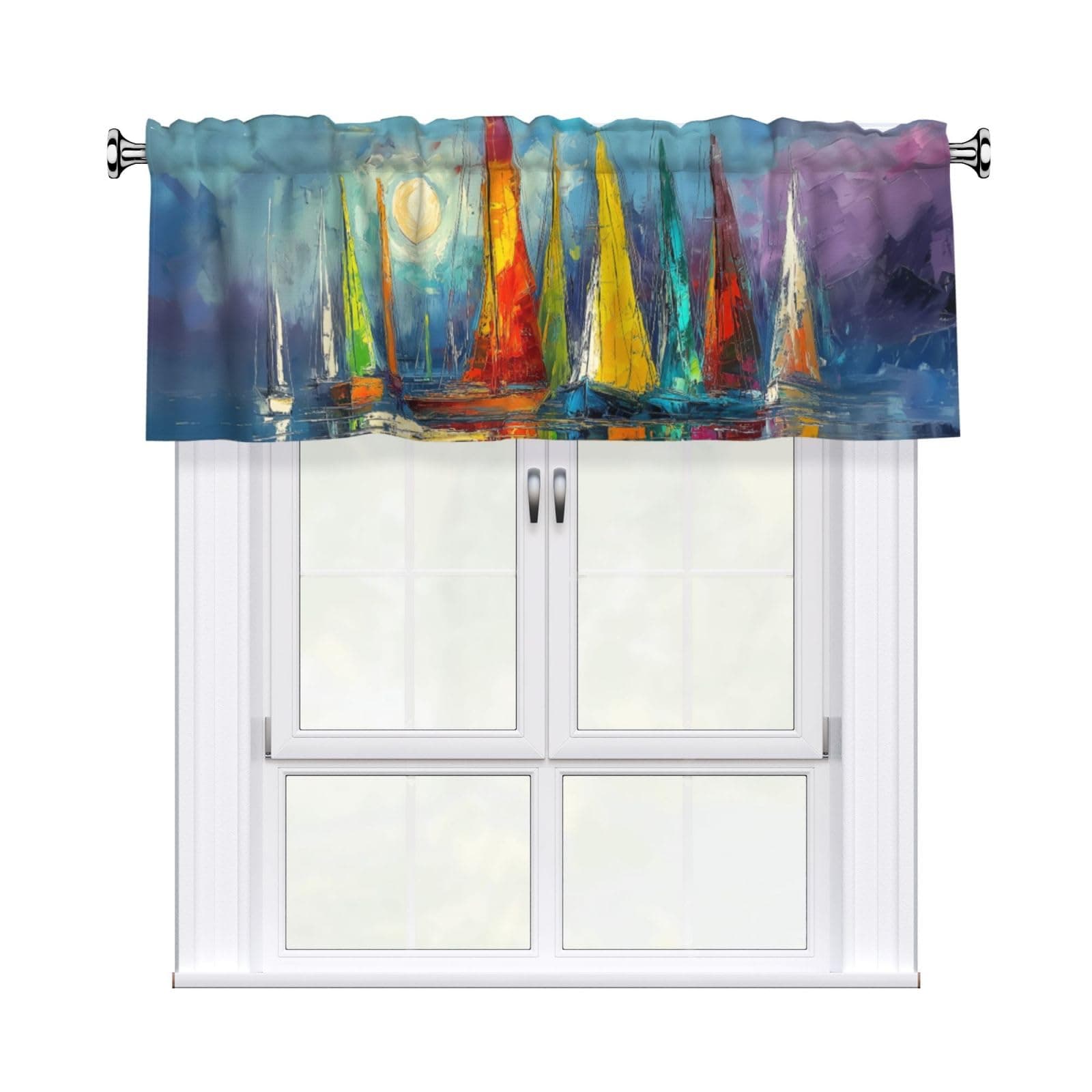 Czvixsa Nautical Valance Curtain Short Window Valance for Kitchen Bathroom Bedroom Living Room Holiday Home Decor 54''X18''