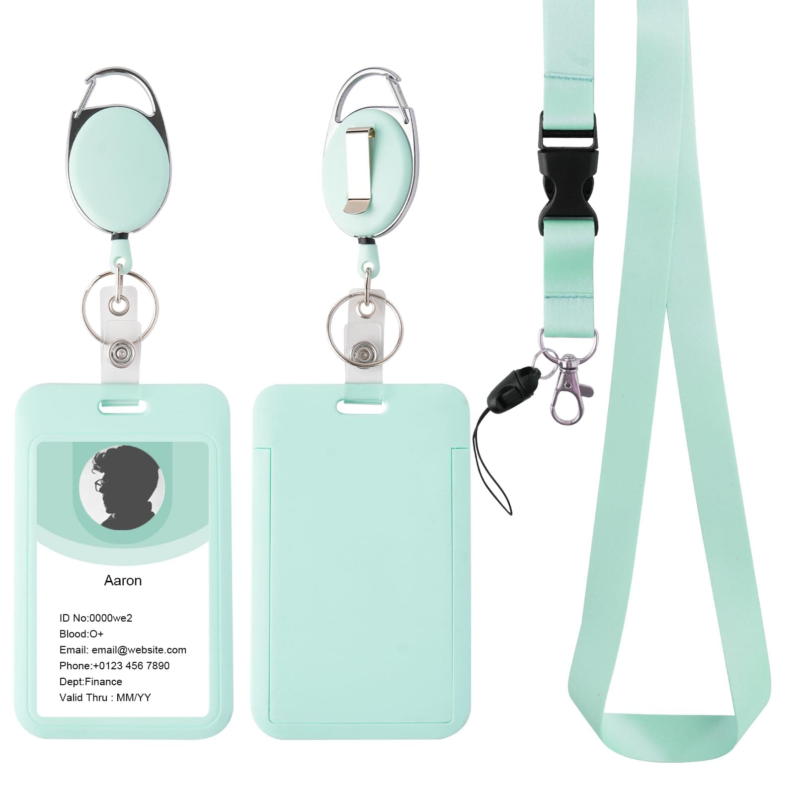 Retractable ID Badge Holder with Lanyard,Heavy Duty Badge Reel,Detachable Keychain, Cruise Ship Cards Holder,for Nurse Officer Teacher Security Staff Women Men(Green)