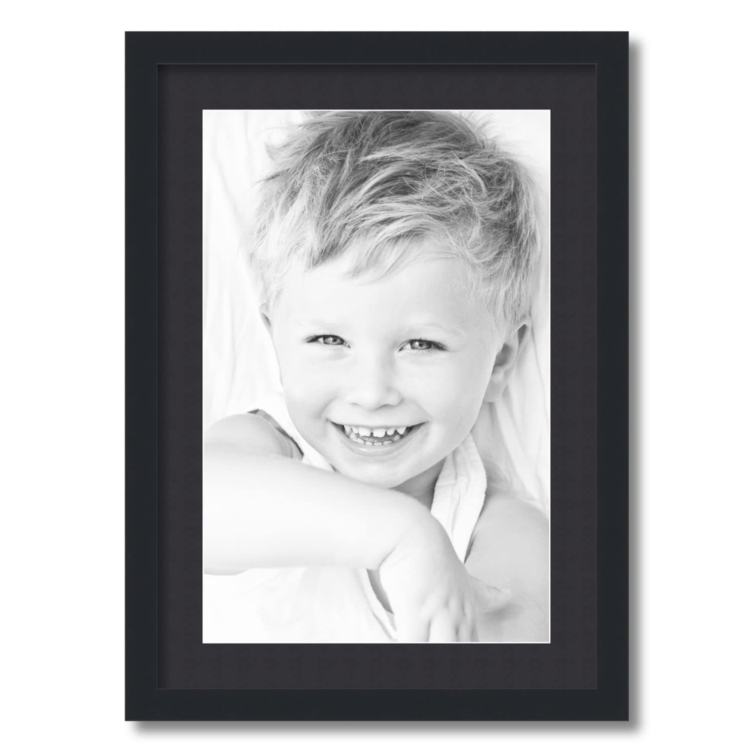 ArtToFrames 13x20 inch Satin Black Picture Frame with 2 Inch Single Black Mat, SingleMat-FRBW26079-13x20-89