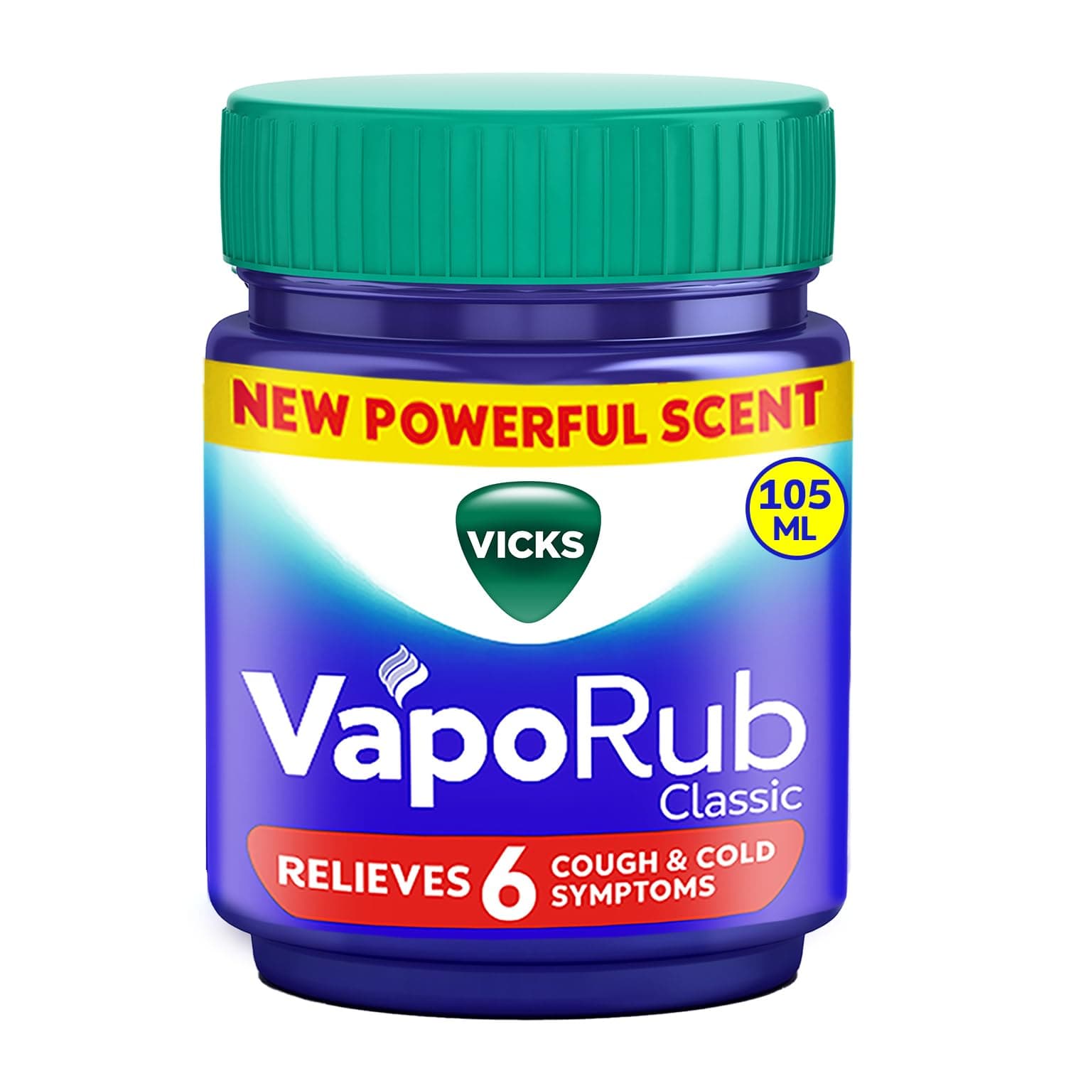 Vicks Vaporub Relief from Cold, Cough, Blocked Nose, Headache, Body ache, Muscular Stiffness and Breathing Difficulty, 105ml
