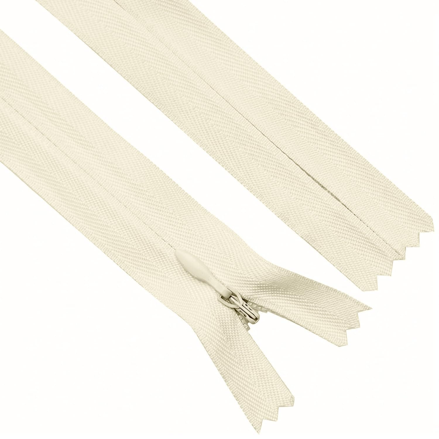 Sawoake Invisible Zippers 18 Inch #3, Beige Nylon Coil Zippers 2-Pack for Sewing, Skirts, Pockets, Pillows (Beige, 18", 2PCS)