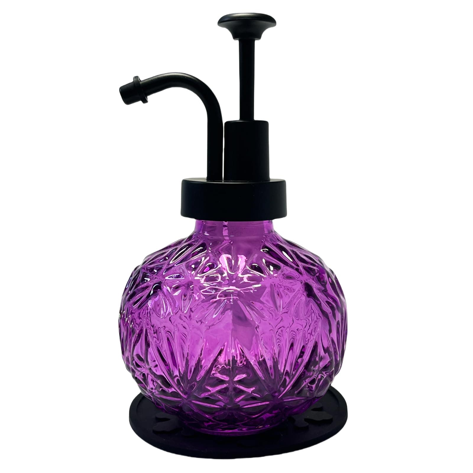 Birugen Vintage Soap Dispenser for Bathroom,Glass Kitchen Soap Dispenser with Pump,Farmhouse Soap Dispenser Antique,Cute Small Liquid Hand Soap Dispenser,Rustic Decorative Dish Soap Dispenser, Purple