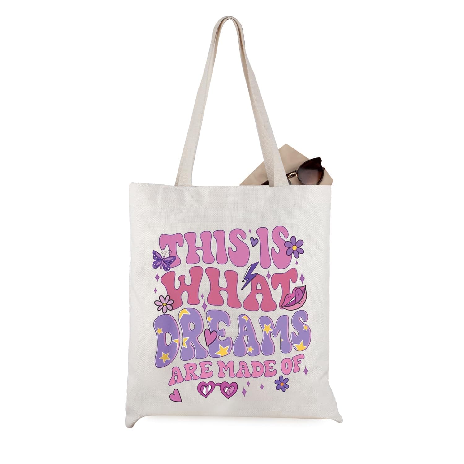 WCGXKO Lizzie Mcguire This Is What Dreams Are Made Of Canvas Tote Bag for Girls, Beige, Medium, Dreams Made