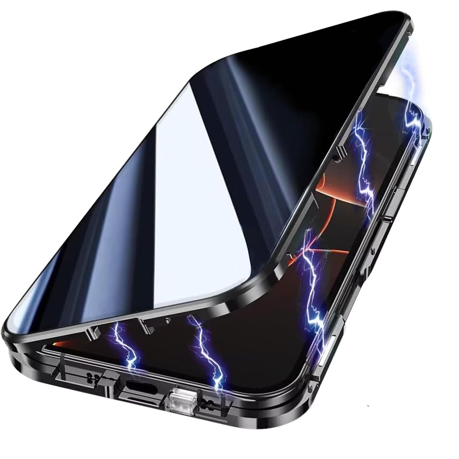 Yoursea Anti Peeping Case for iPhone 14 pro max, 360 Degree Front and Back Privacy Tempered Glass Cover, Anti SPY Screen, Anti Peep Magnetic Adsorption Metal Bumper for iPhone 14 pro max Black