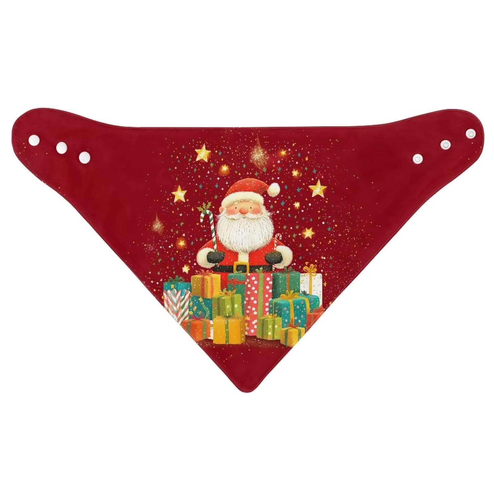 Noprintge 4 Pieces Christmas Santa Claus Star Box Red Soft Drooling Snap Bibs, Unisex Adult Bibs for Elderly Women Men, Reusable Dining Clothing Protector for Accidental Spills Drools