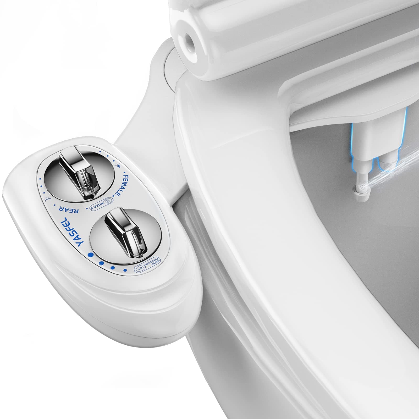 YASFEL Modern Self Cleaning Bidet Attachment for Toilet, Non-Electric, Fresh Cold Bidet Attachment for Feminine/Posterior Wash, with Adjustable Pressure Control (White)