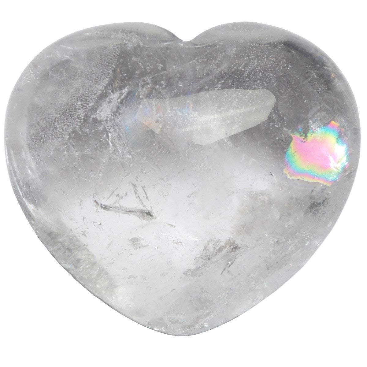 Zungtin Healing Crystal Heart Love Carved Palm Worry Stone Chakra Reiki Balancing (Rock Quartz)