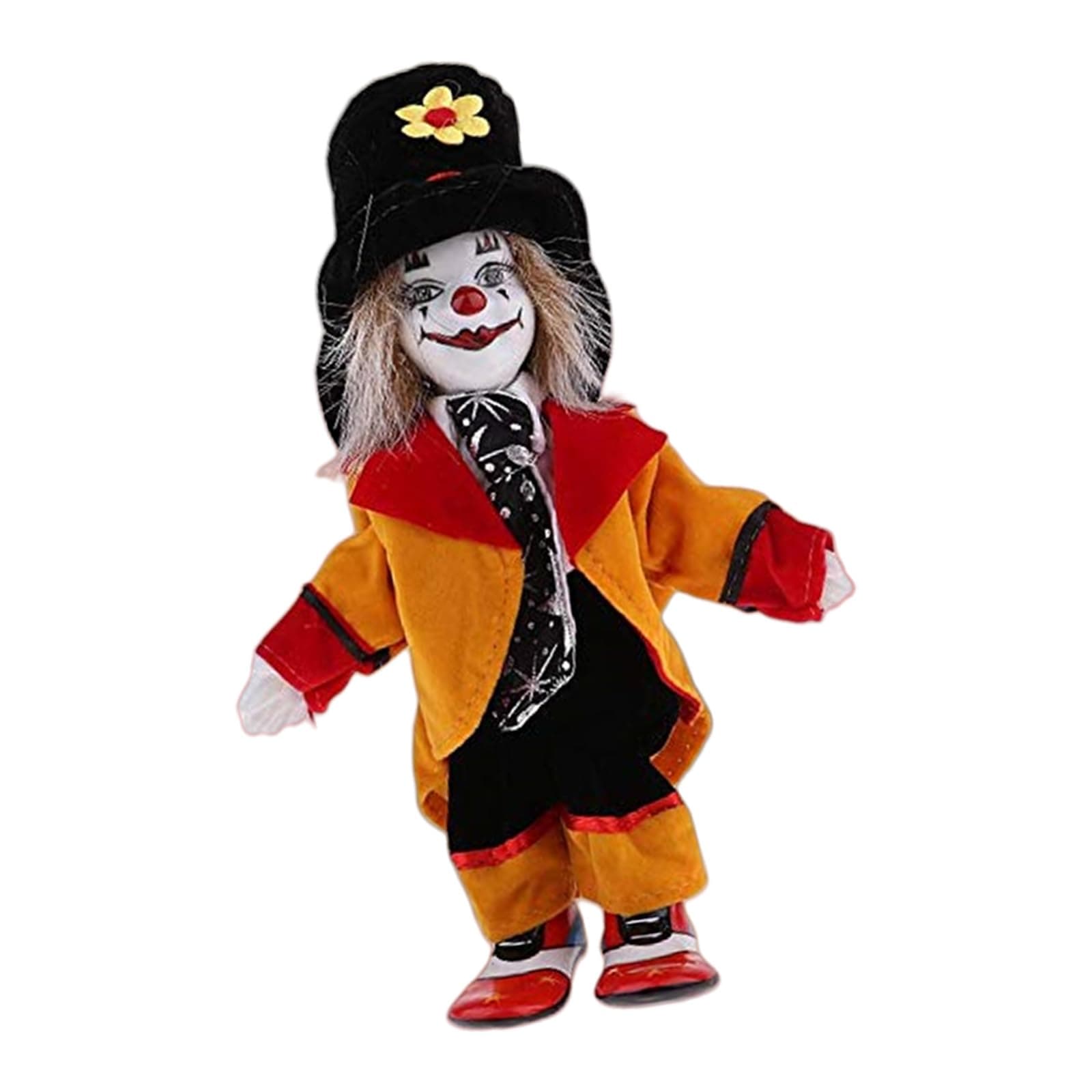 Nostalgic Porcelain Clown Figurine Artistic Face Expression European Craftsmanship Bookshelf Ornament Collectible Decorative Ceramic Clown Sculpture