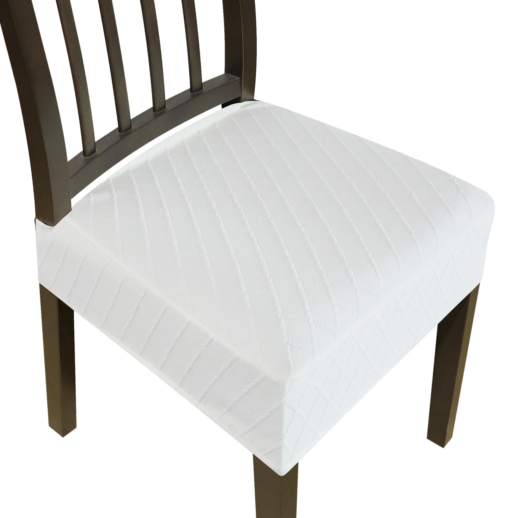 DREAHOTEXTIL Stretch Seat Covers for Dining Room Chairs Set of 2,Dining Chair Covers, Jacquard Removable Washble Seat Cover,Kitchen Chair Slipcovers Protector (White)