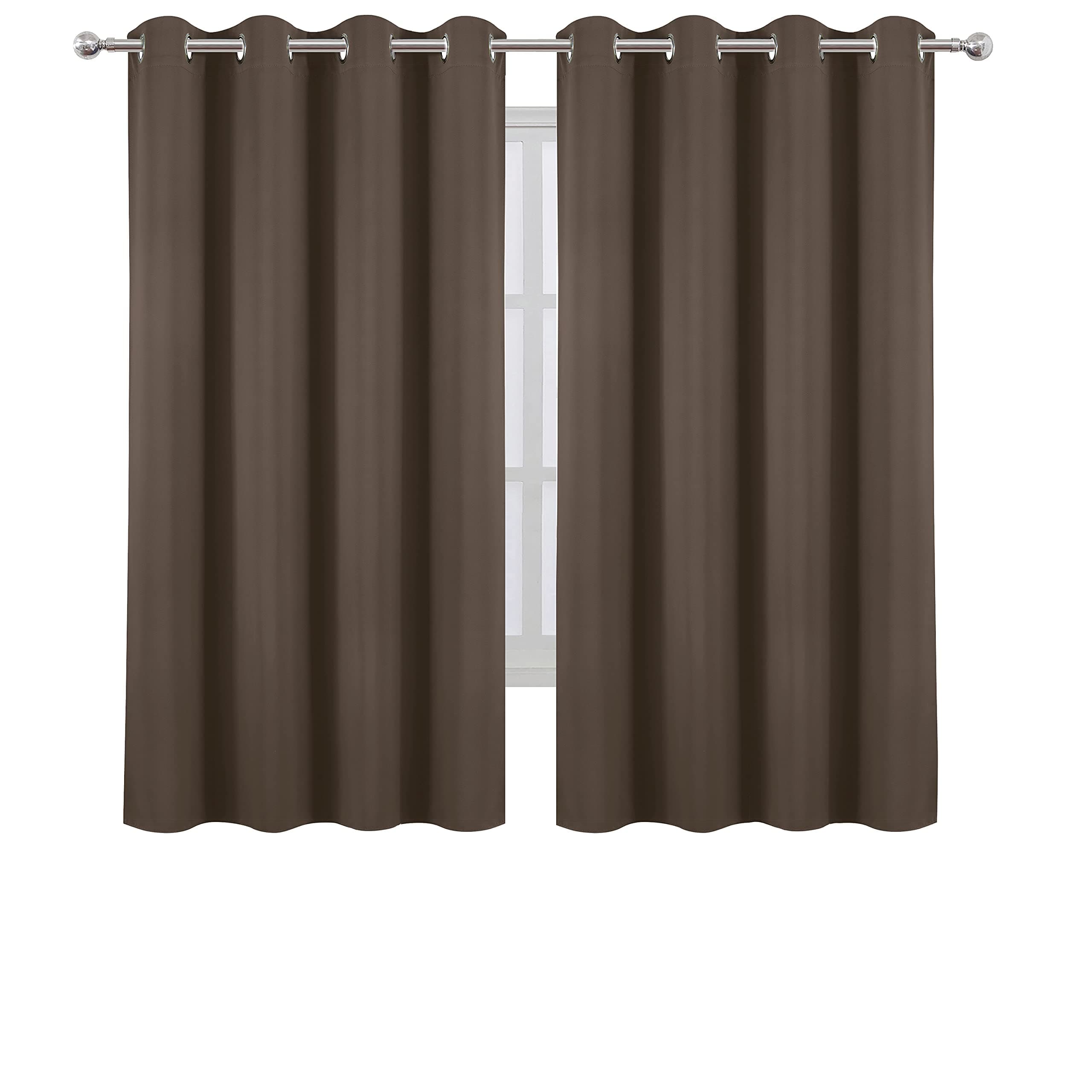 LEMOMO Chocolate Brown Blackout Curtains 66 x 63 Inch Length/Set of 2 Curtain Panels/Thermal Insulated Room Darkening Blackout Curtains for Bedroom