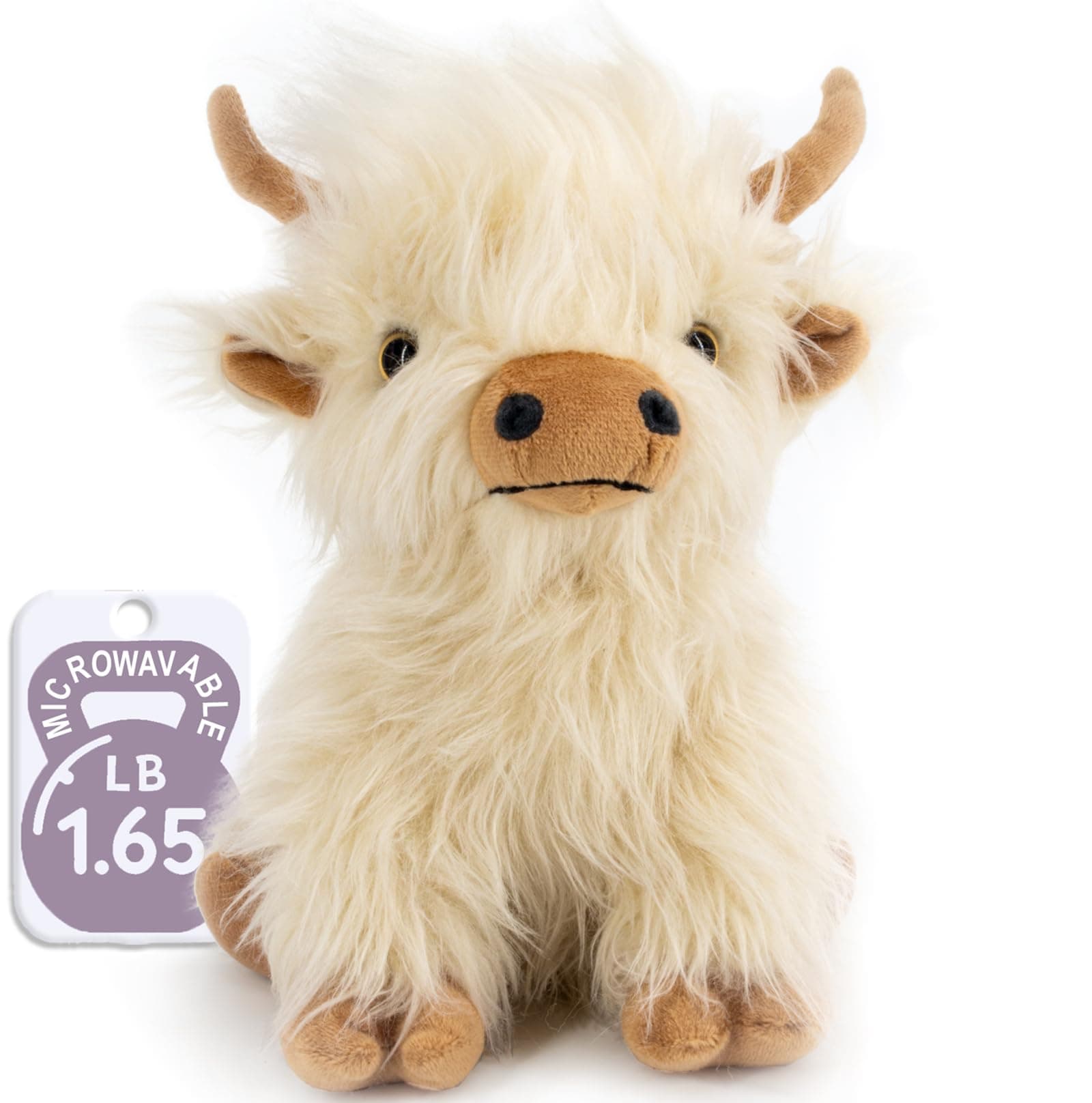 Microwavable Highland Cow Stuffed Animal Toy - Weighted Stuffed Animal Plush, Heating Pad for Period Cramps, Cozy Gift for Girls|Women|Kids|Elderly People, 9.8in, 1.65lb