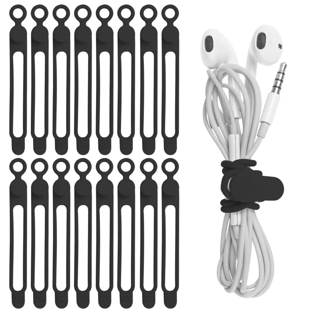 Nearockle Silicone Cable Ties, Cord Organizer Cable Management(16Pcs-Black)