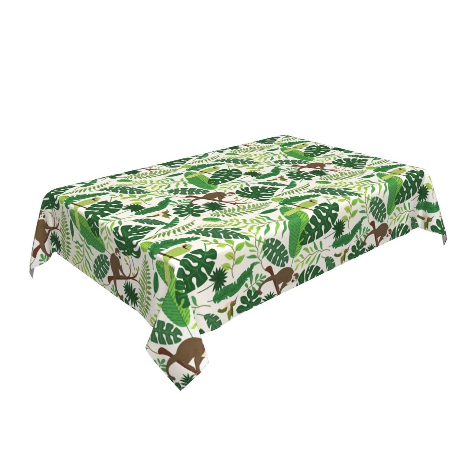WOAIDY Tropical Leaf Tablecloth 54"x72" Rectangle, Durable Polyester, Dinner Decor