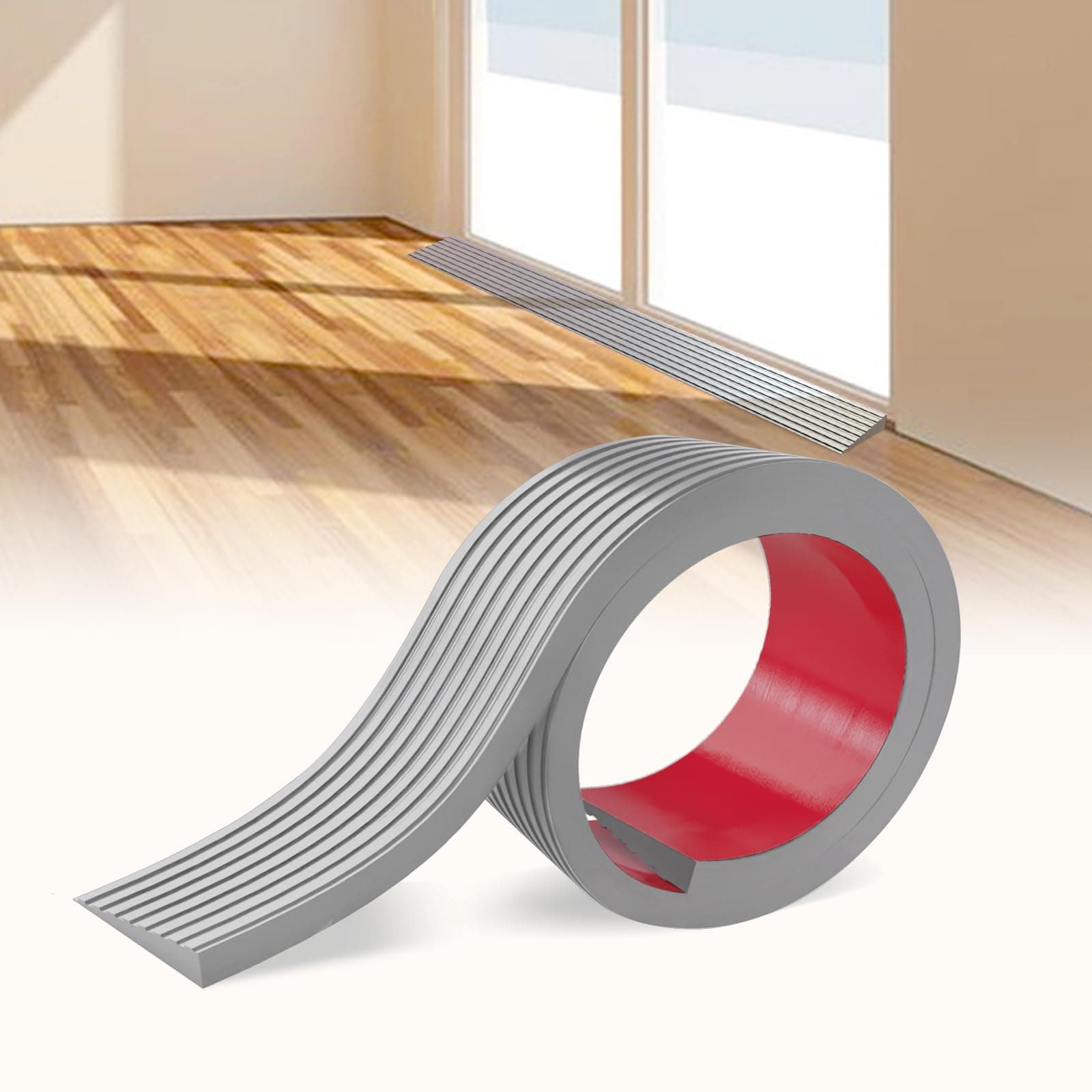 Threshold Ramps for Doorways Self-Adhesive Rubber Ramps for Door Threshold Rubber Door Threshold Ramp for Wheelchair for Doorways, Curb, Power Scooters, Bathroom (Black, 5/8'' Rise-6.6Ft Long)