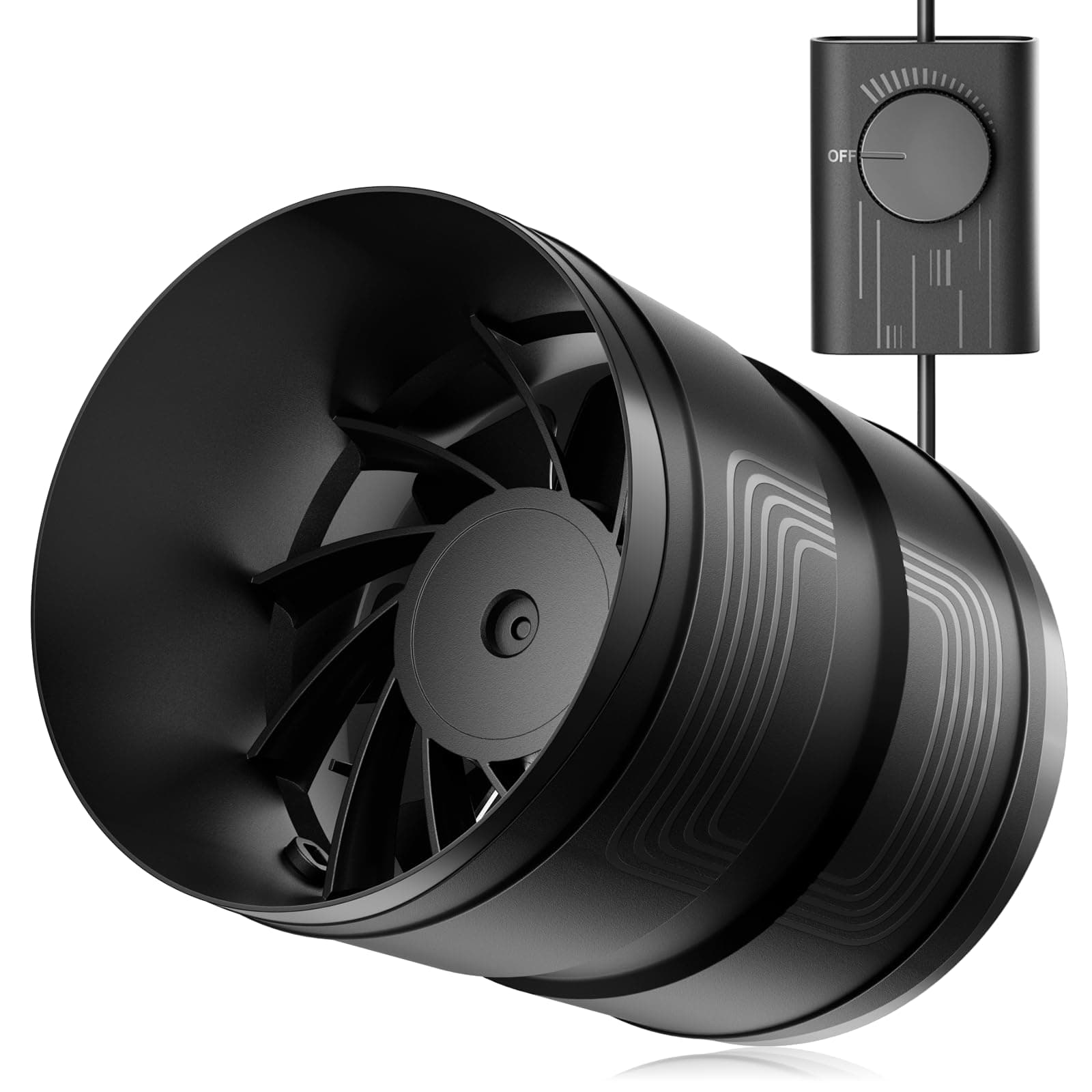 6 Inch Upgrade Inline Duct Fan with Stepless Speed Controller - 345 CFM, 20W Low Power, Low Noise Ventilation Fan for Grow Tents, Hydroponics, Basements