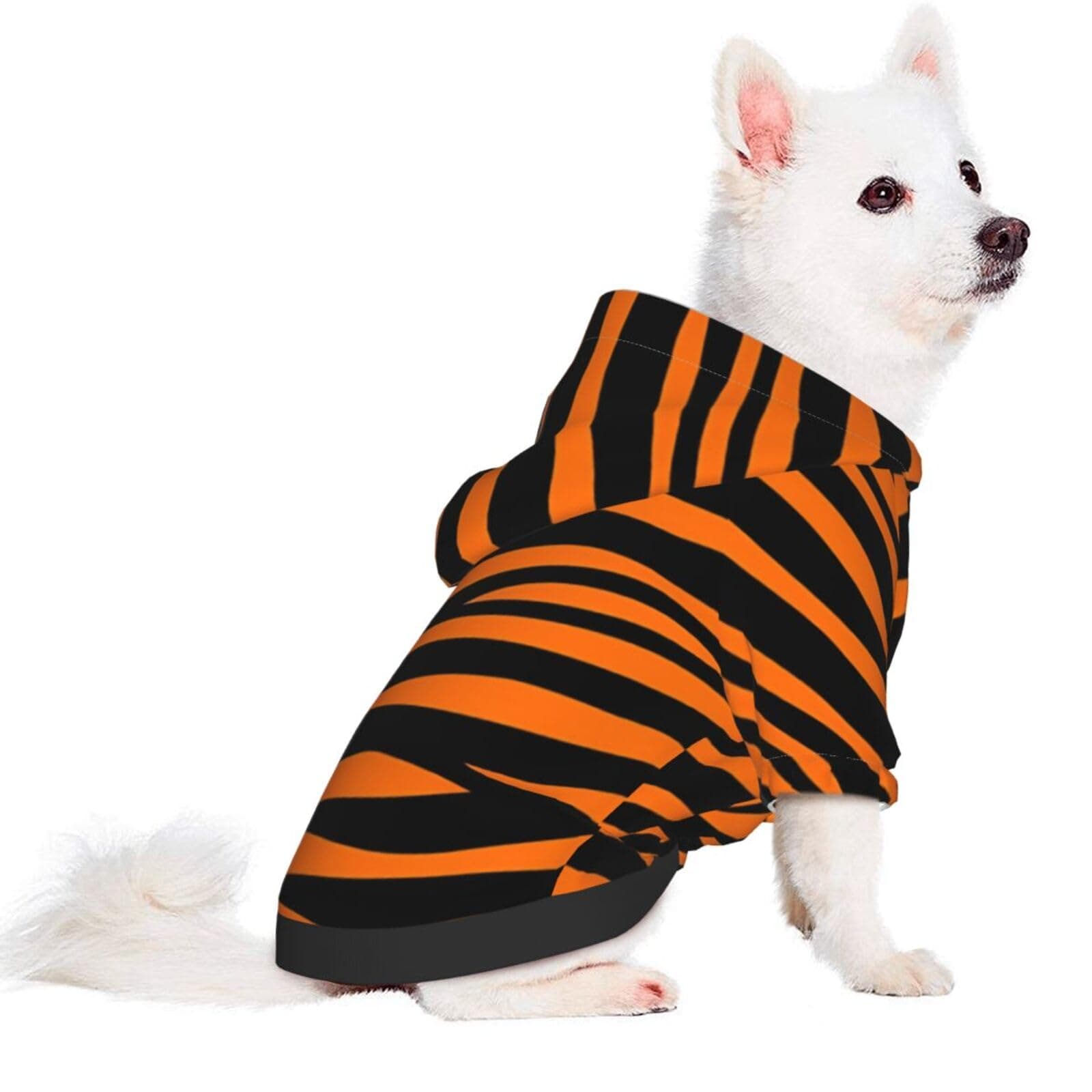 SEOCKA Orange Black Zebra Stripe Dog Hoodie Pet Pullover Sweatshirts Dog Coat Clothing Warm Cat Clothes Pet Outfit Apparel for Small Puppy Dog Medium