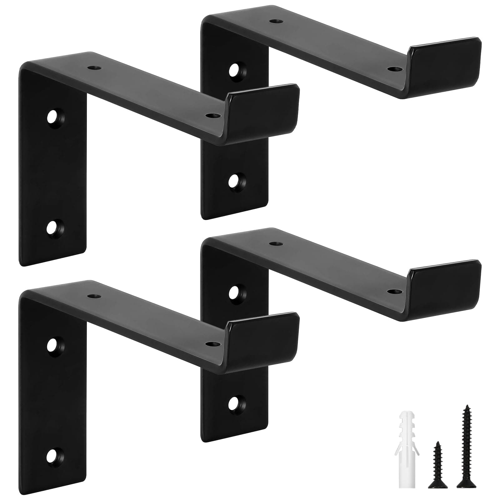 scicent 4 Pack Shelf Brackets Heavy Duty with Lips, 50KG Capacity, 5mm Thick Wall Brackets for Shelves (Black 6 Inch)