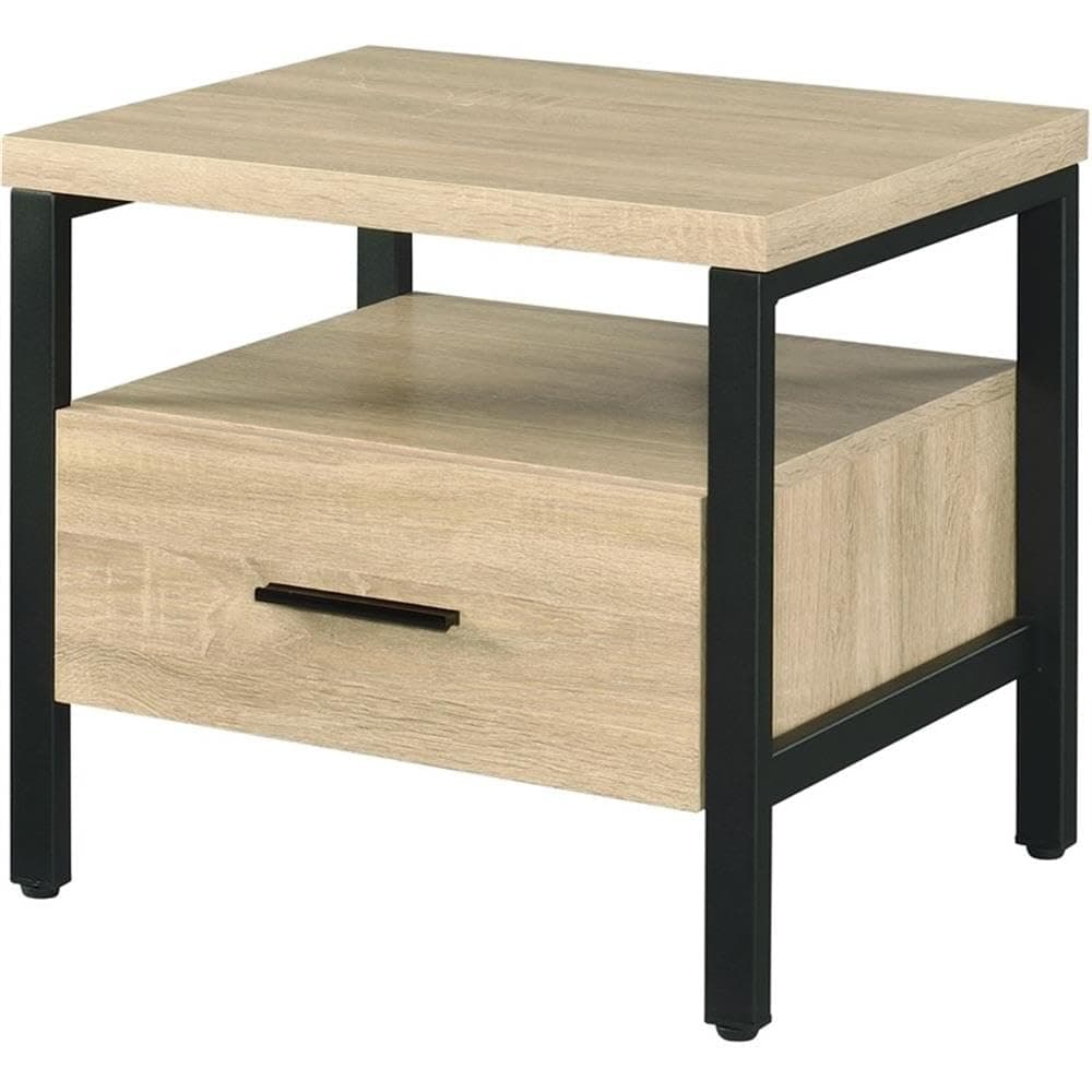 Acme Furniture Yawan Accent Table, Oak & Black