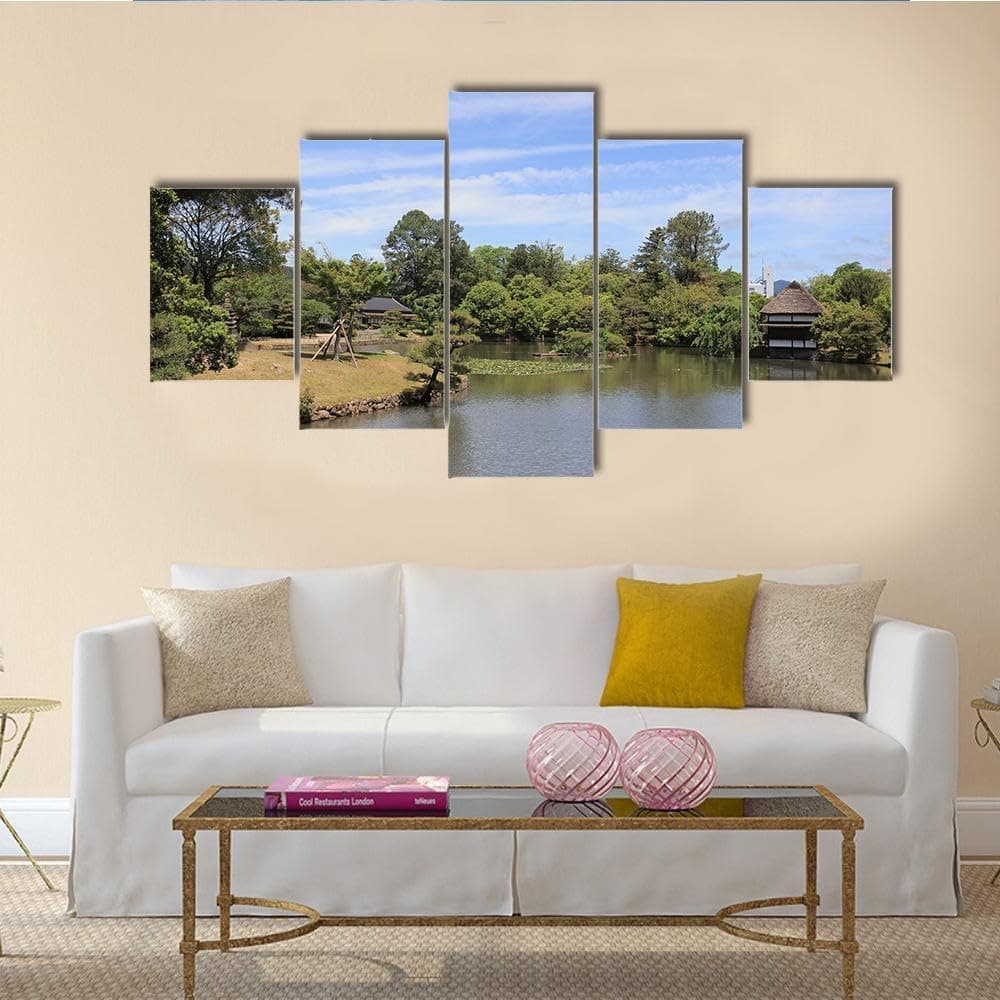 MentCh 5 Panels Canvas Painting Wall Art Decor 5 Piece Wall Art Japanese Landscape Garden Posters for Wall Decor Prints Artwork for Home Office Living Room Bedroom Decoration (Unframe)