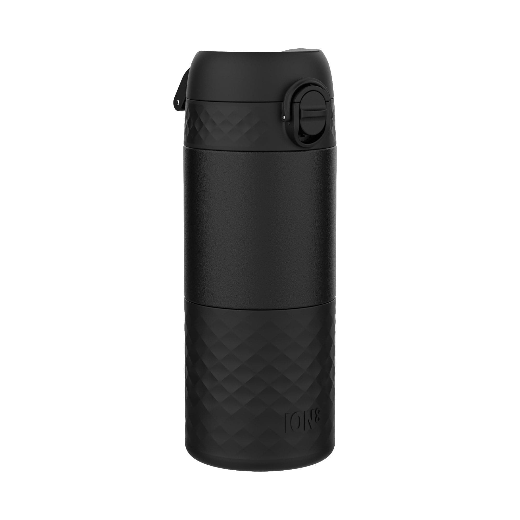 ION8 Insulated Travel Mug, Leak Proof, Triple Lock Secure, Spill-Free in Transit, Hygienic Cover, Easy-to-Clean, Perfect On-The-Go, Soft Base, Stainless Steel, Black