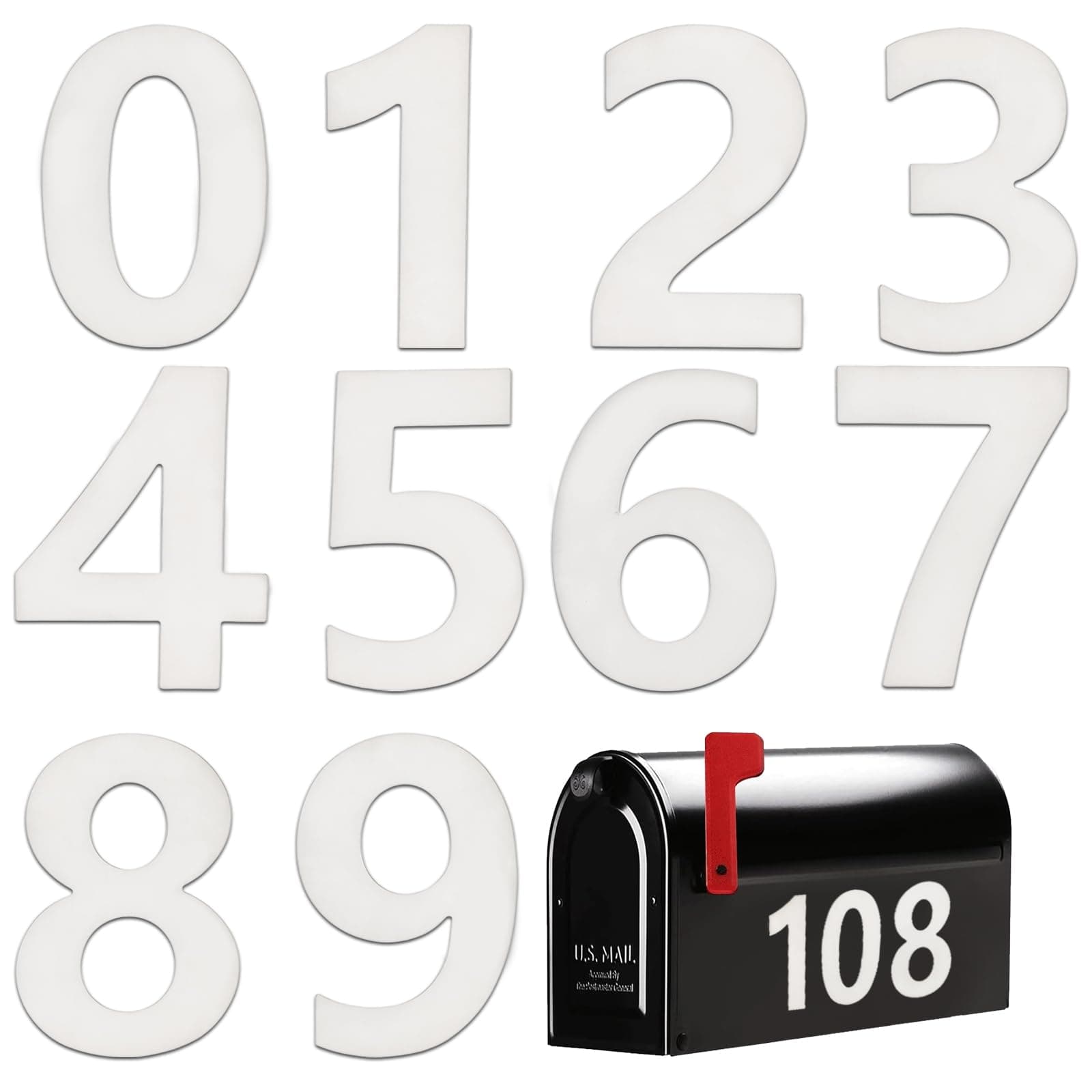 White Magnetic Number for Metal Cabinet(Shaped Number 0-9,1 Set,Height 4"),Office Must Haves
