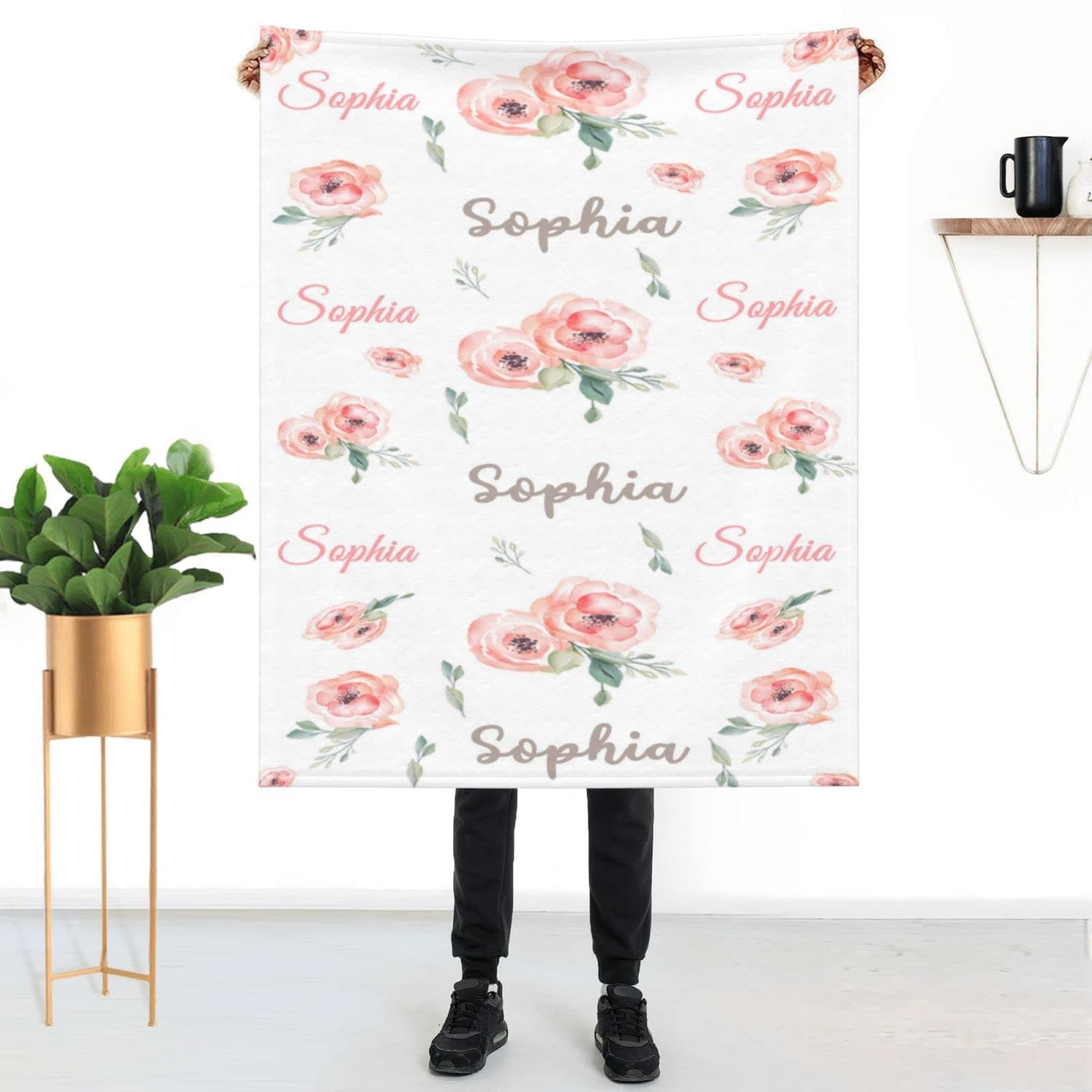 WTCWY Custom Baby Blankets for Girls with Name Sunflower Personalized Baby Blankets with Name Personalized Baby Girl Gifts Custom Gifts