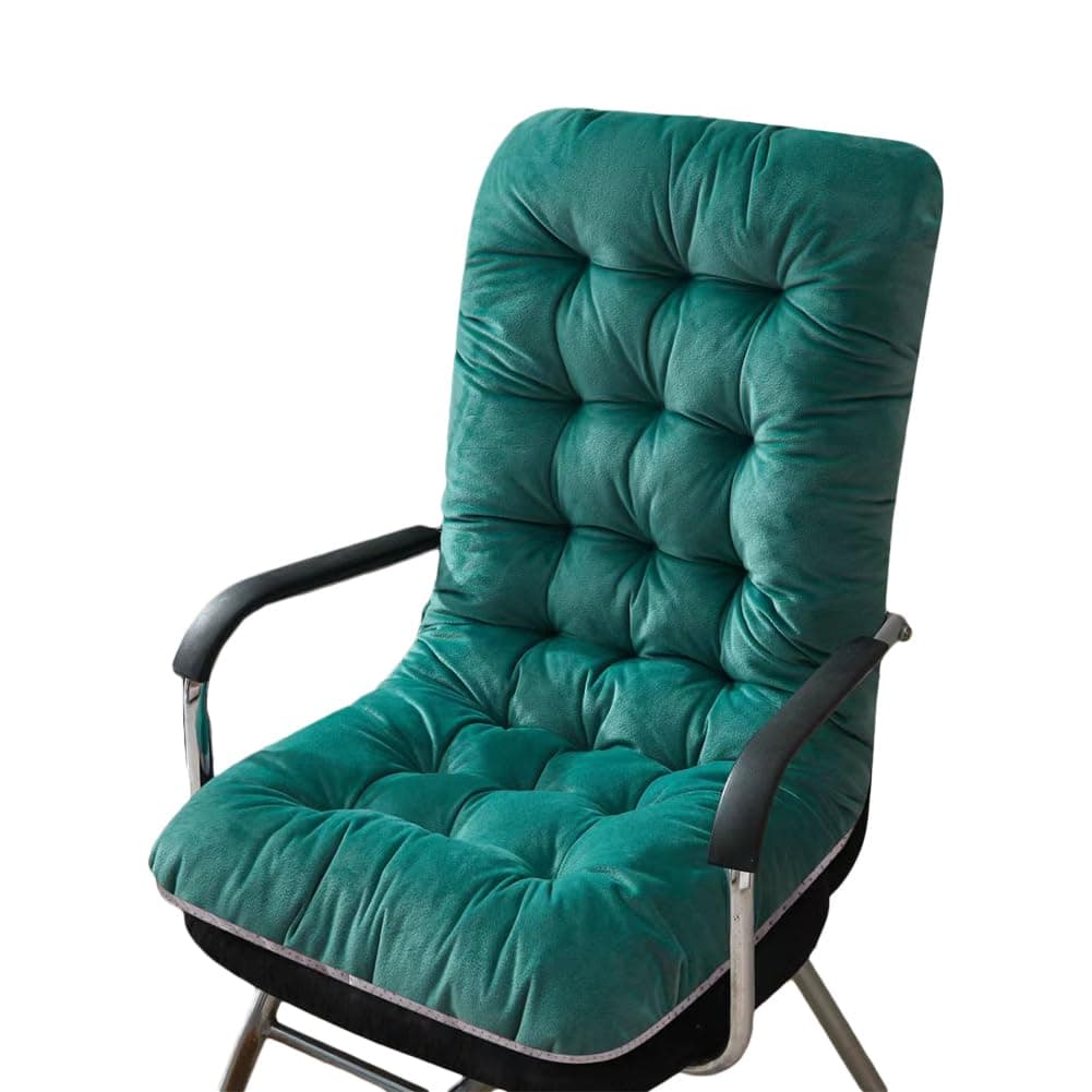 Non-Slip Desk Chair Cushion Rocking Office Chair Pad with Ties Soft Seat Cushion with High Back Support for Dorm Floor Car Office Patio (Dark Green)