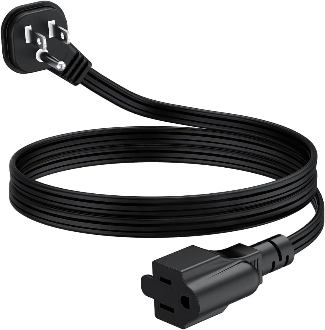 Flat Plug 3Ft Short Extension Cord, 90-Degree Plug Low Profile Power Adapter, 3-Prong Indoor Grounded Small Extension Cord Black 16AWG 13A 1625W 1 Pack