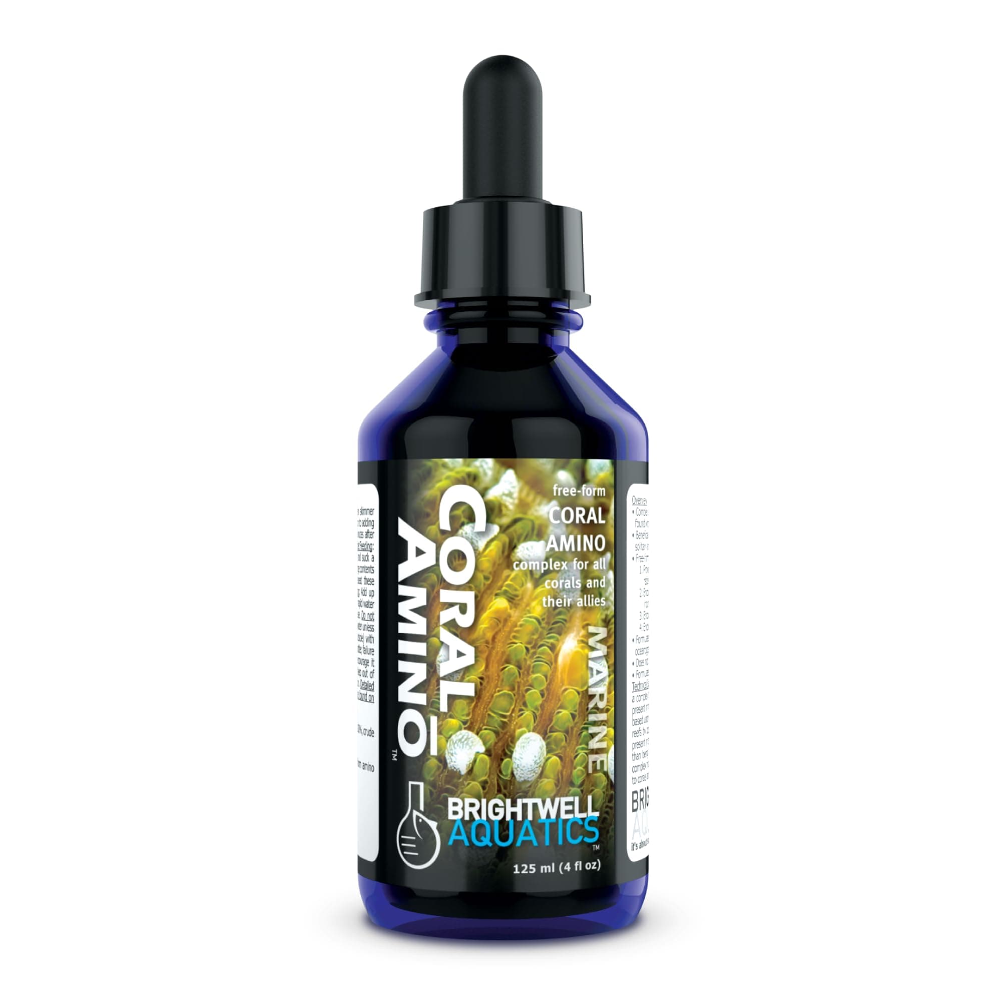 Brightwell Aquatics CoralAmino - Complex of Amino Acids for Corals - Coral Food for Aquarium Coral Growth - Saltwater Aquarium Treatments, 4.22 fl oz
