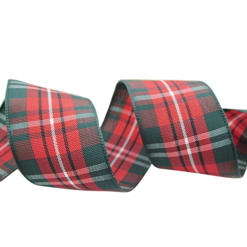 Ornerx Retro Plaid Ribbon Christmas Gift Wrapping 3/8" x 50 yd