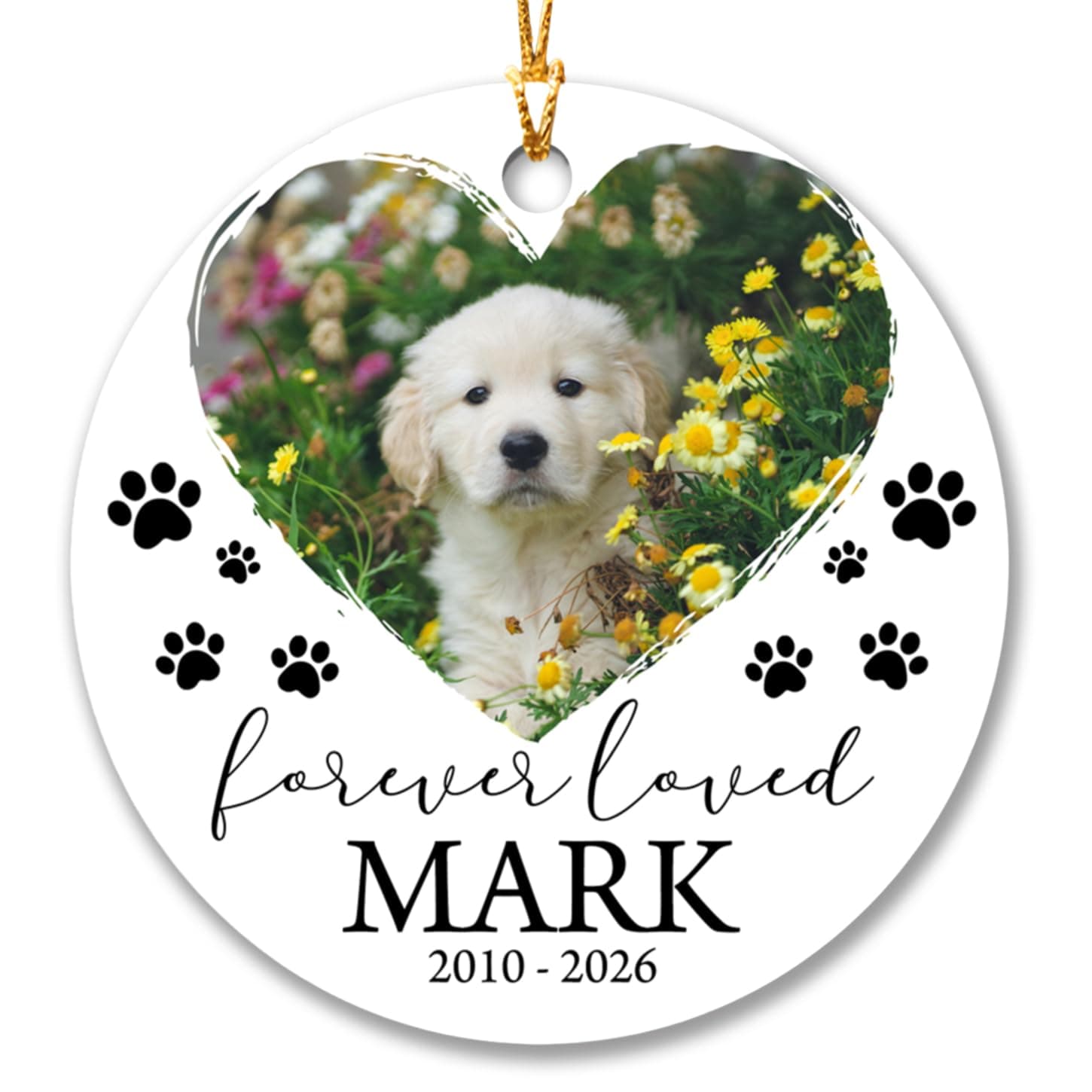 Cenluxy Forever Loved Dog Christmas Ornament, Personalized Photo Custom Memorial Gift to Pet Lover, Tree Ornament, ORNN-11CEN004O-DS5