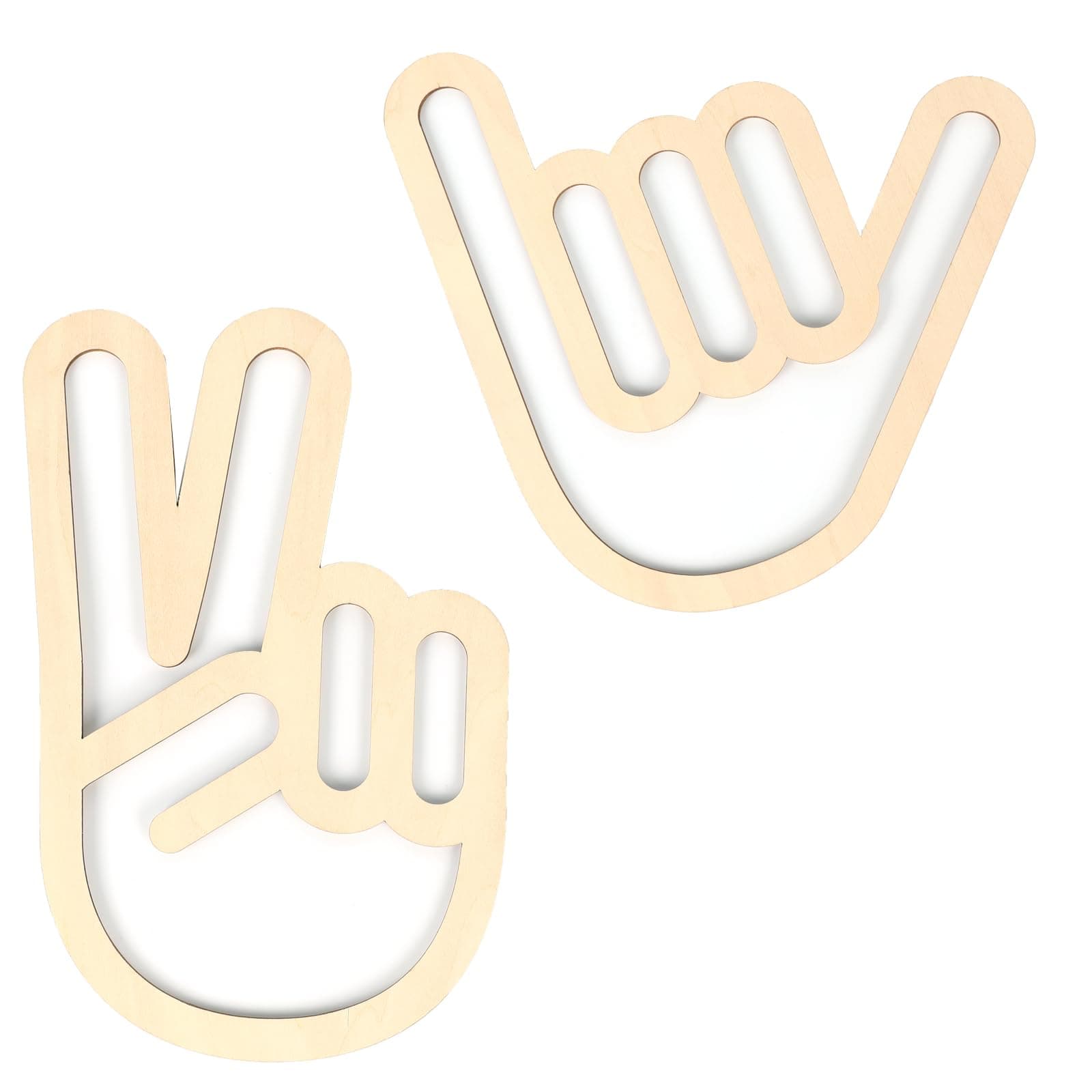 Wooden Shaka Hand Wall Sign -2pcs Hanging Gesture Wall Stickers Hand Shape Finger Wood Wall Painting Carving Stickers Home Office Kid’s Room Decor Wall Decoration Photography Art Corner Props