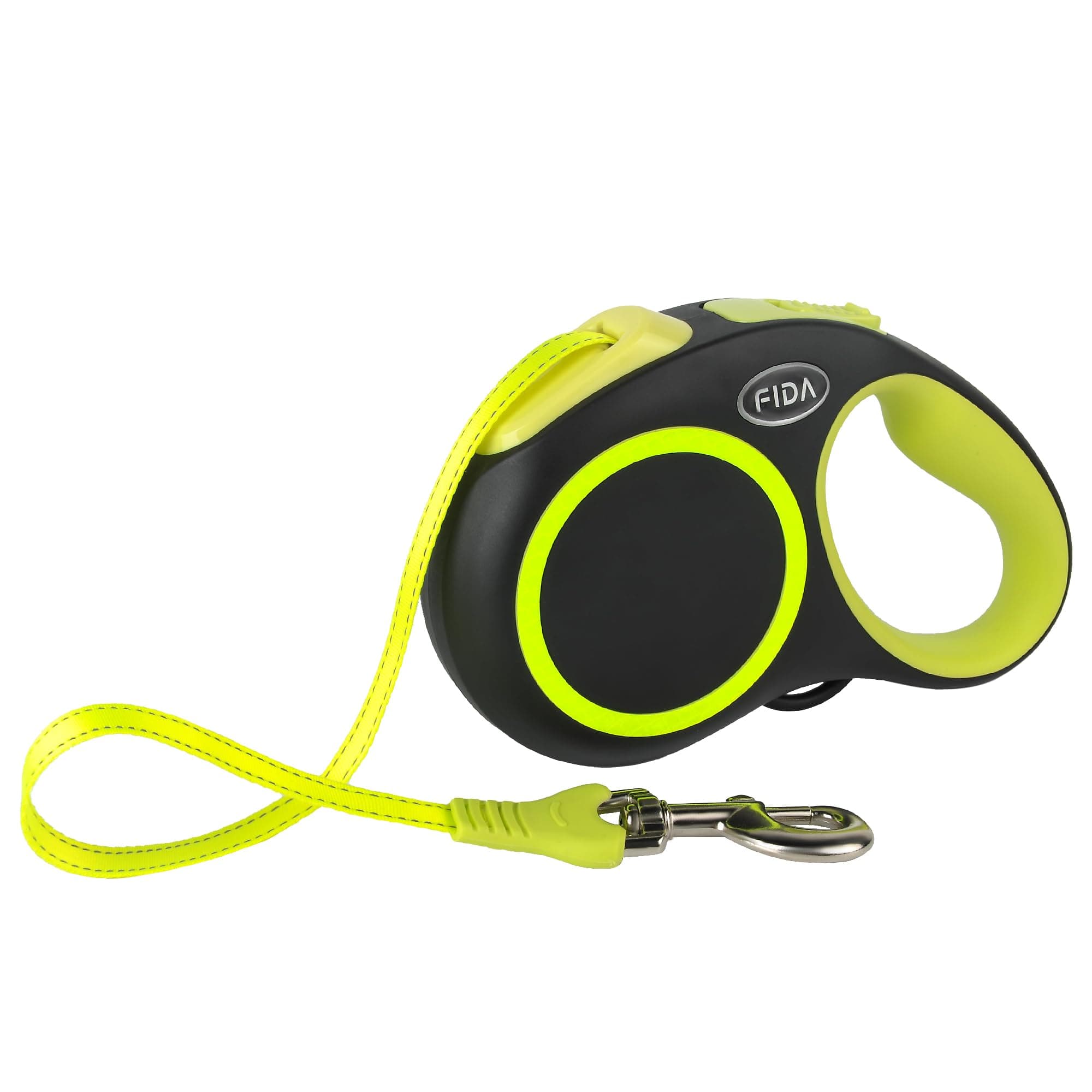 Fida Retractable Dog Leash, Reflective 16ft, Heavy Duty Dog Leash for Medium/Large Dogs up to 44 lbs, Tangle Free, One Hand Brake, Medium, Neon Yellow