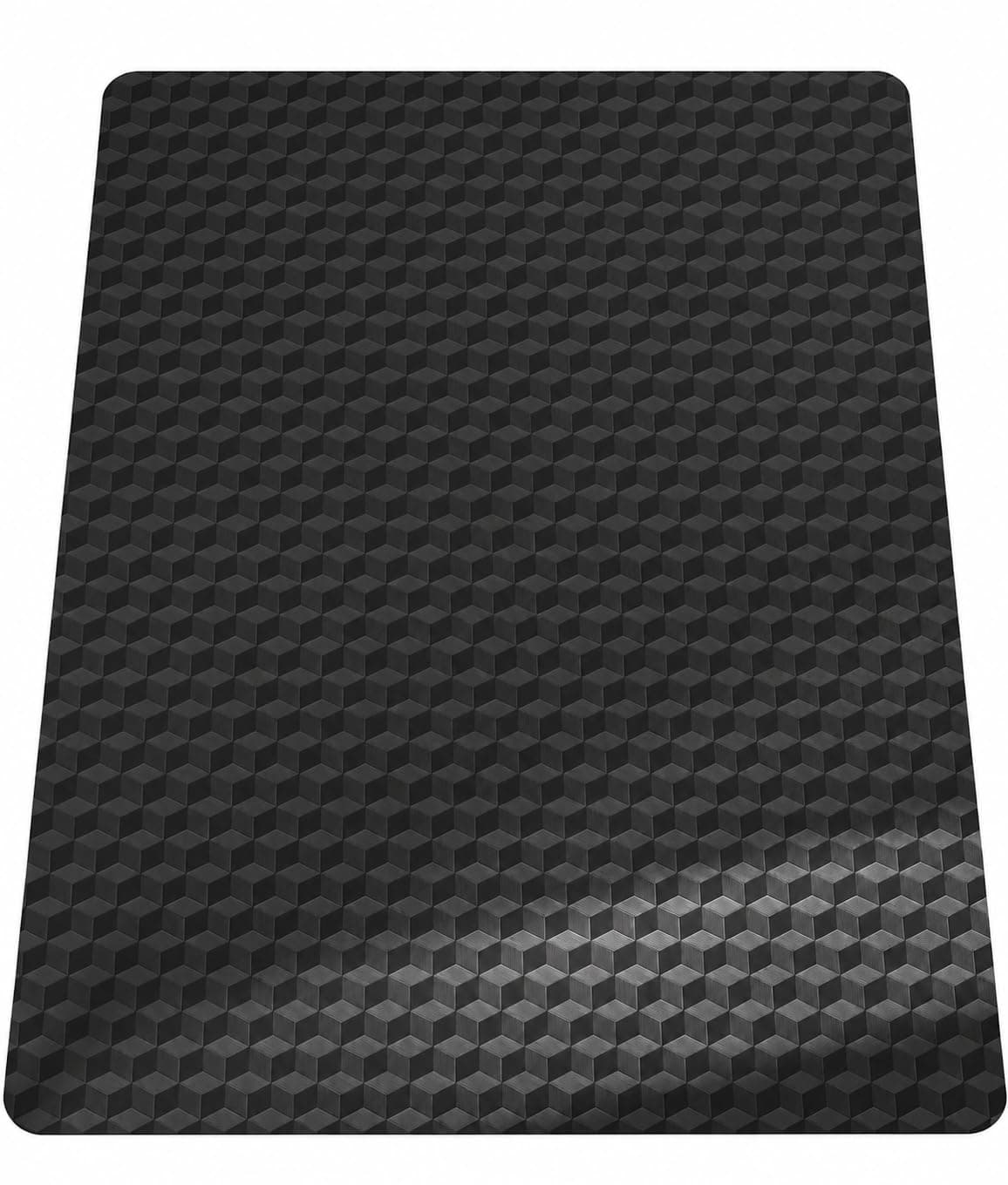 Winado 36"x48" Office Chair Mat for Low-Pile Carpets, 3D Geometric Textured Heavy-Duty Studded Carpet Protector, Waterproof Floor Mat for Home Office Gaming, Black