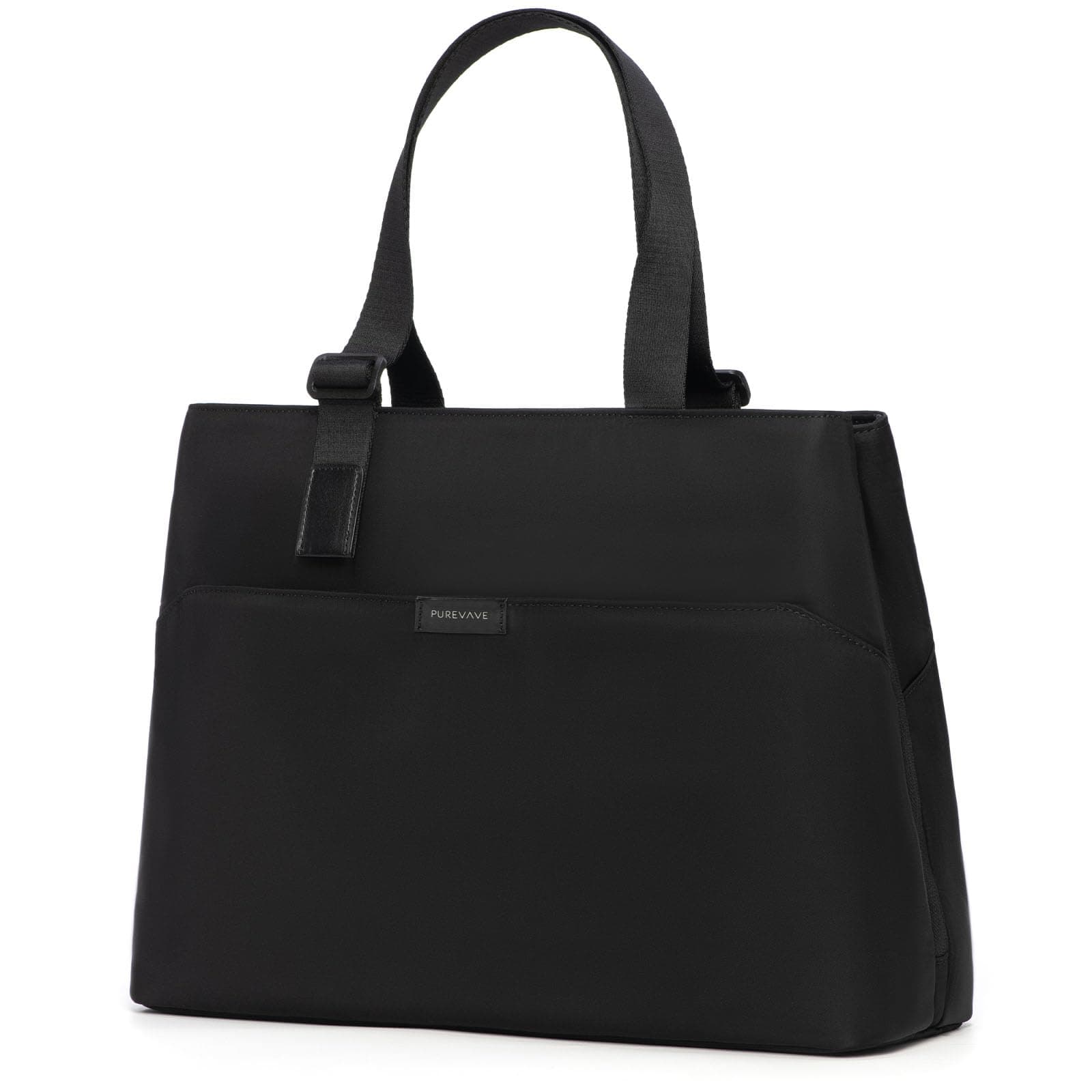 PUREVAVE Large Laptop Tote Bag for Women, Adjustable Shoulder Straps, Sable Black, One Size, Minimalism