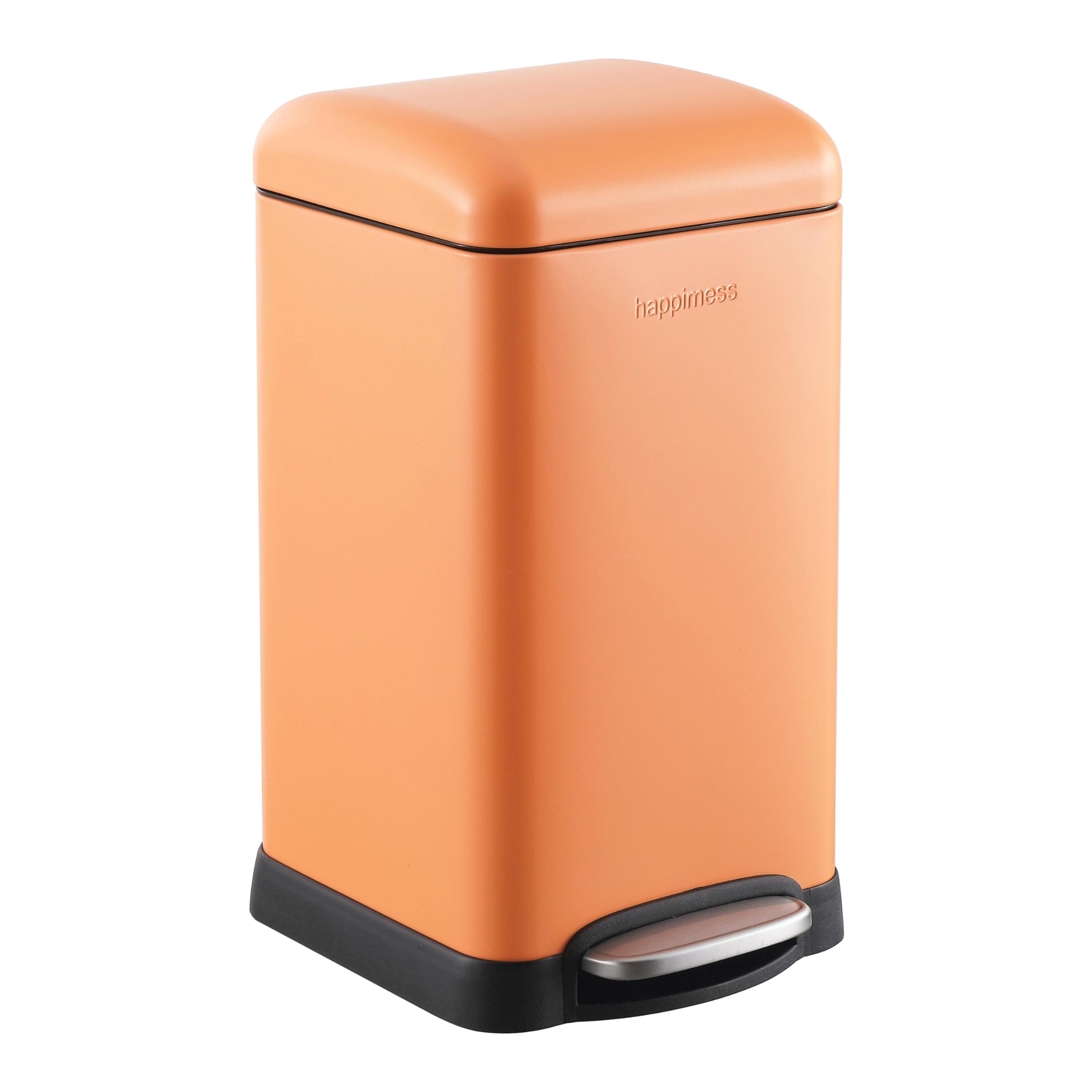 happimess HPM1012K Betty Retro Mini 3.2-Gallon Step-Open Trash Can, Carrot Cake,with Soft-Close Lid, Fingerprint Resistant, Modern, Minimalistic for Home, Kitchen, Office, Bedroom, Bathroom
