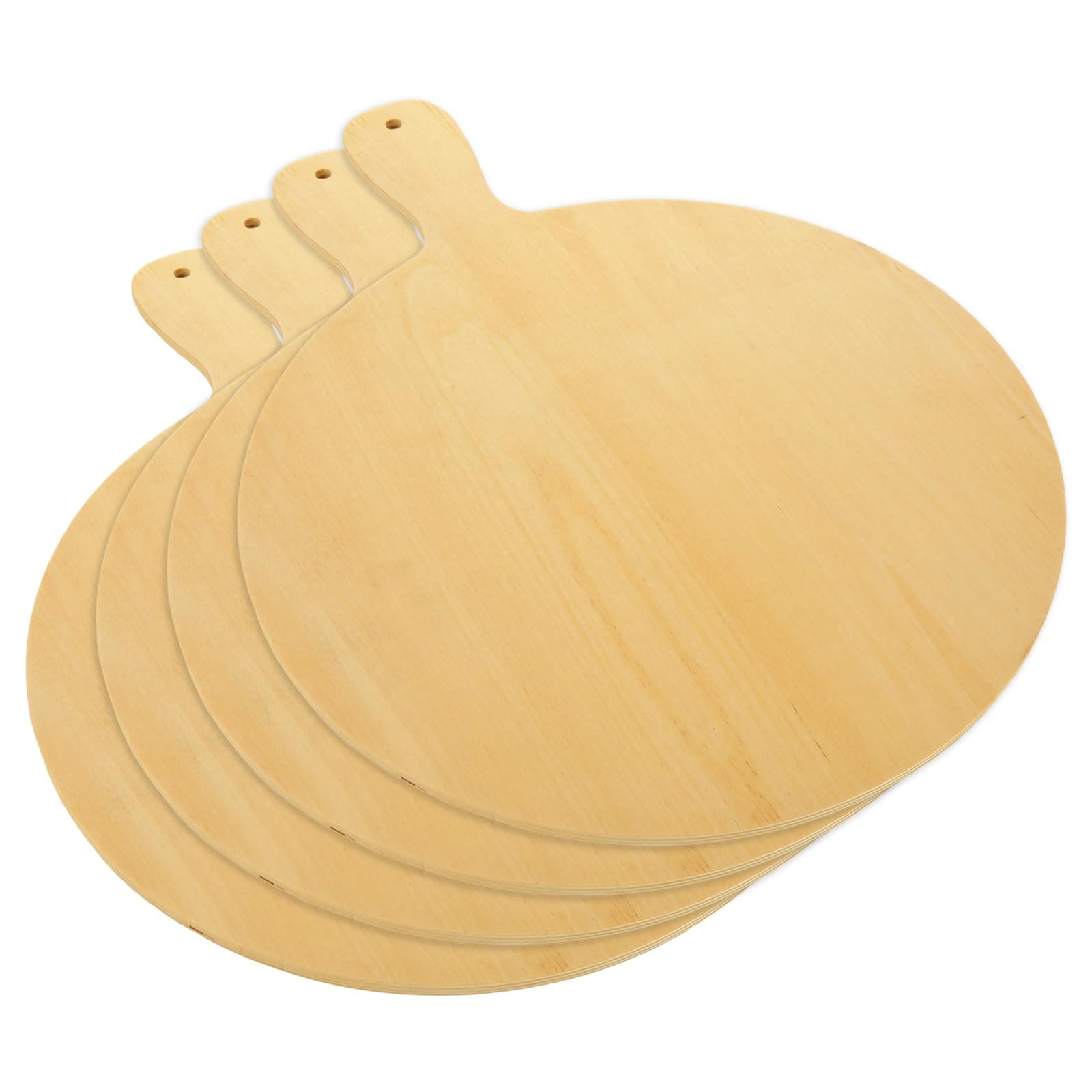 4 Pack Wooden Pizza Peel, 12 Inch Pizza Spatula with Wood Handle Suitable for 12"x12" Pizzas, Round Wooden Cutting Boards for Baking Homemade Pizza, Bread, Cheese, Fruit